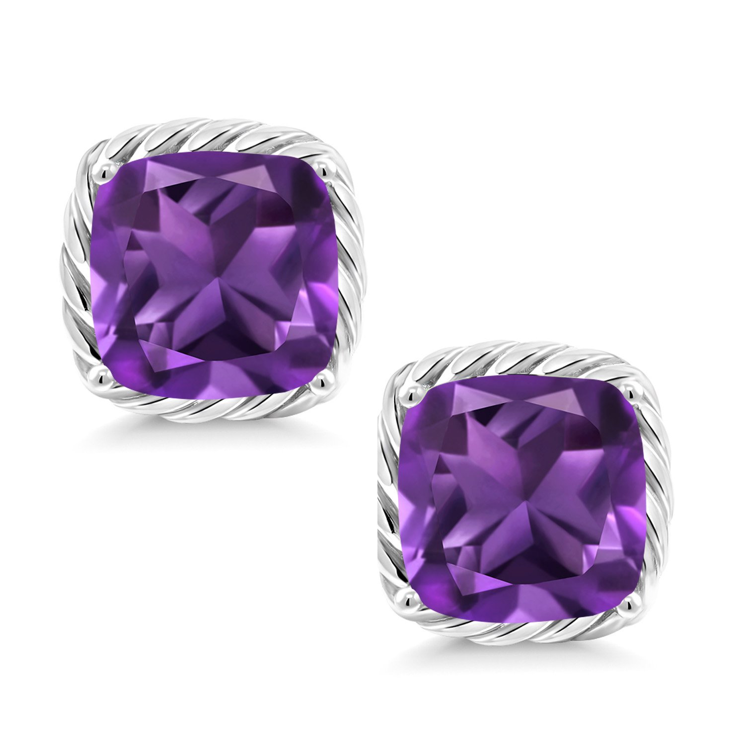 10K White Gold 7MM Cushion Cut Birthstone Stud Earrings for Women & Men | Gemstone Jewelry Gifts for Her, Mom, Wife | Anniversary, Birthday, Valentine's Day Present | Fine Jewelry for Everyday Wear & Special Occasions