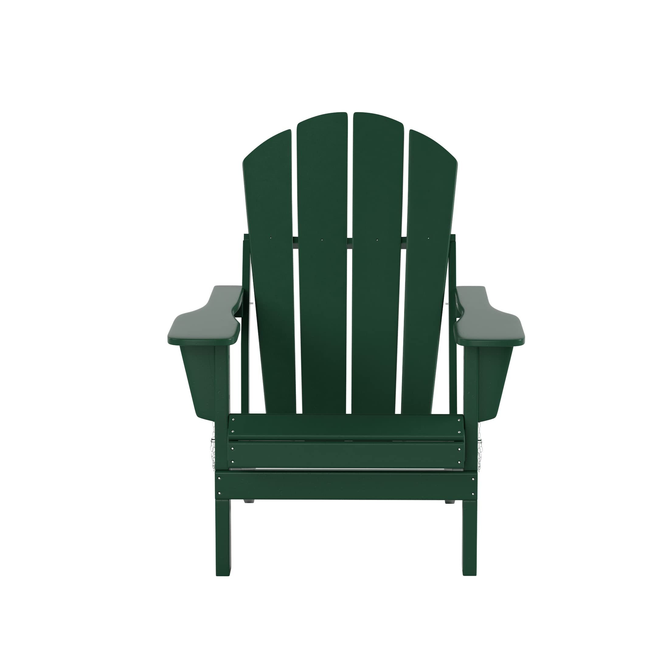 WO Home Furniture 3-Piece Adirondack Chair Set with Coffee Table - Outdoor Folding Chairs Weatherproof & UV Resistant for Lawn, Garden, Patio, Bonfire, Balcony (Dark Green) - Perfect for Backyard Relaxation & Outdoor Entertaining