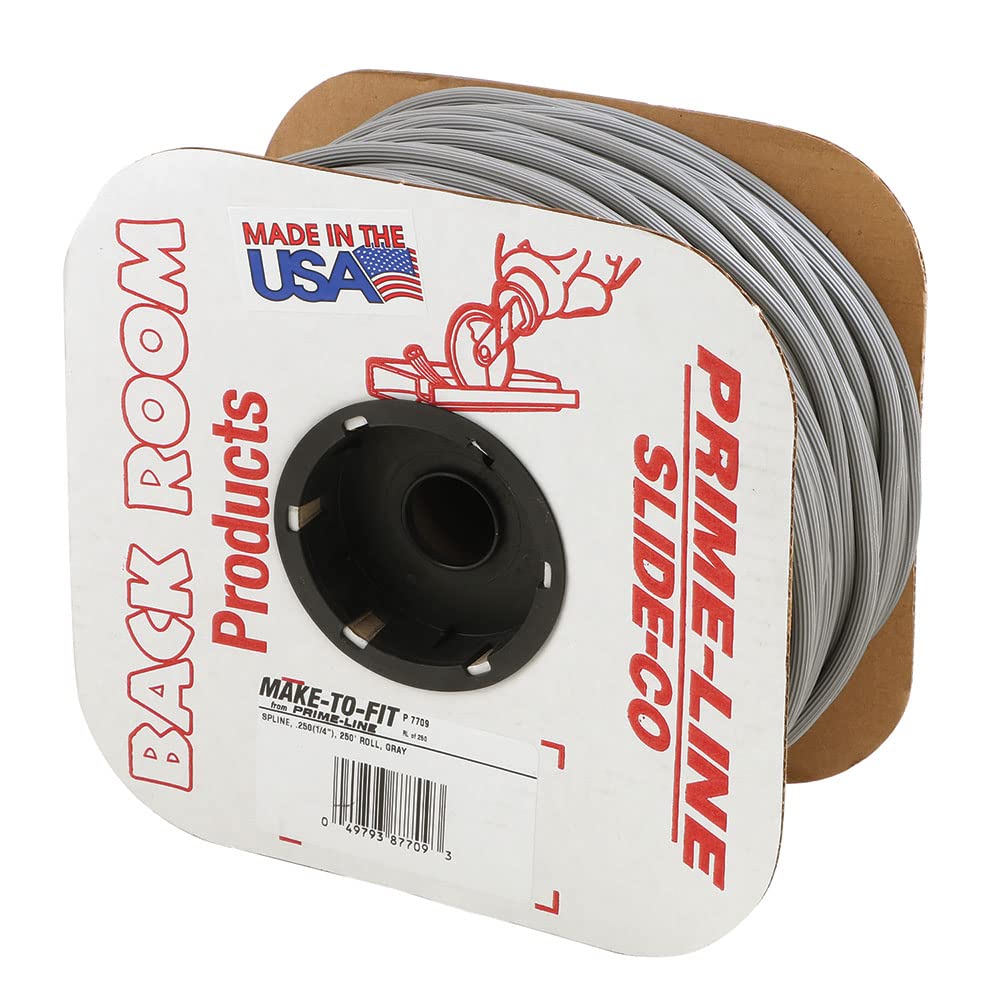 Prime-Line P 7709 0.25 Inch x 250 Feet Roll Gray Screen Spline - Perfect for Window Screen Repair and Replacement (1 Roll)