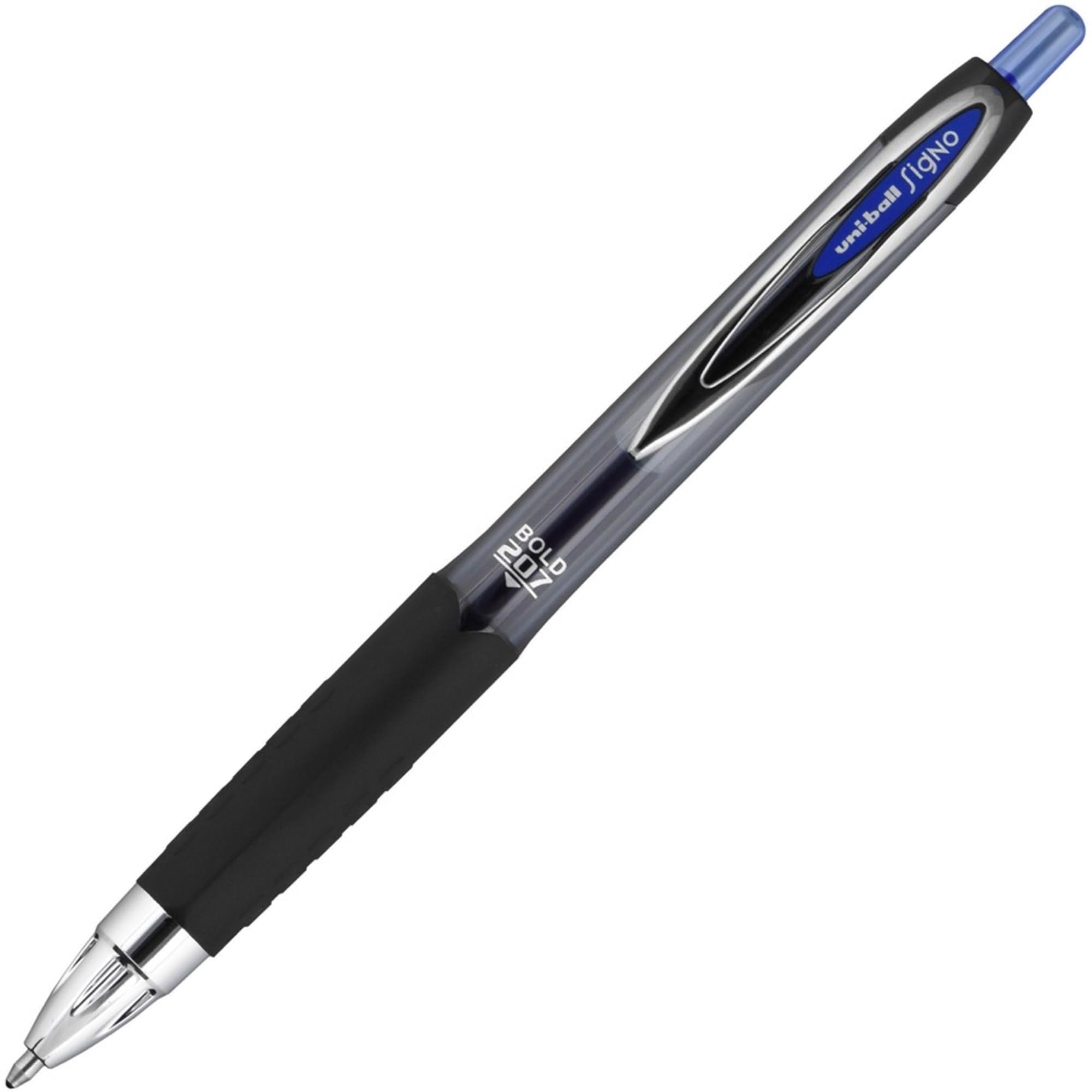 Uni-Ball Signo 207 Retractable Gel Pens - 12 Pack 1.0mm Bold Blue Ink - Water Resistant, Smooth Writing & Comfort Grip - Perfect for School, Office & Note Taking