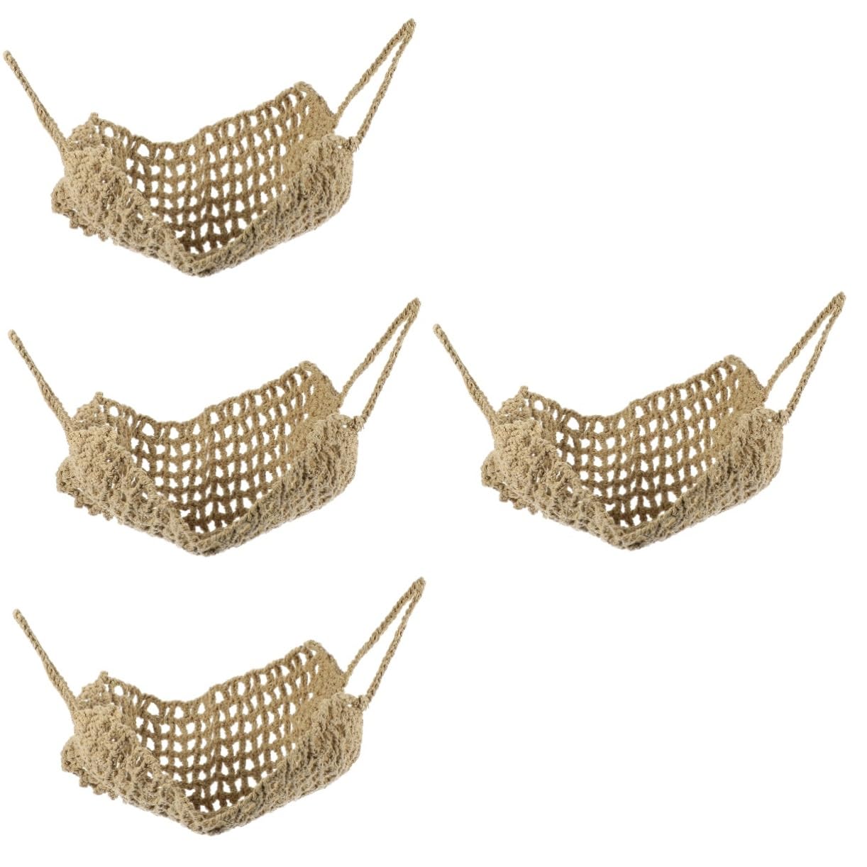 4-Piece Cotton Rope Hanging Fruit Basket Set - Kitchen Storage Organizer for Fruits, Vegetables & Home Decor - Perfect for Pantry, Garden, and Small Space Organization