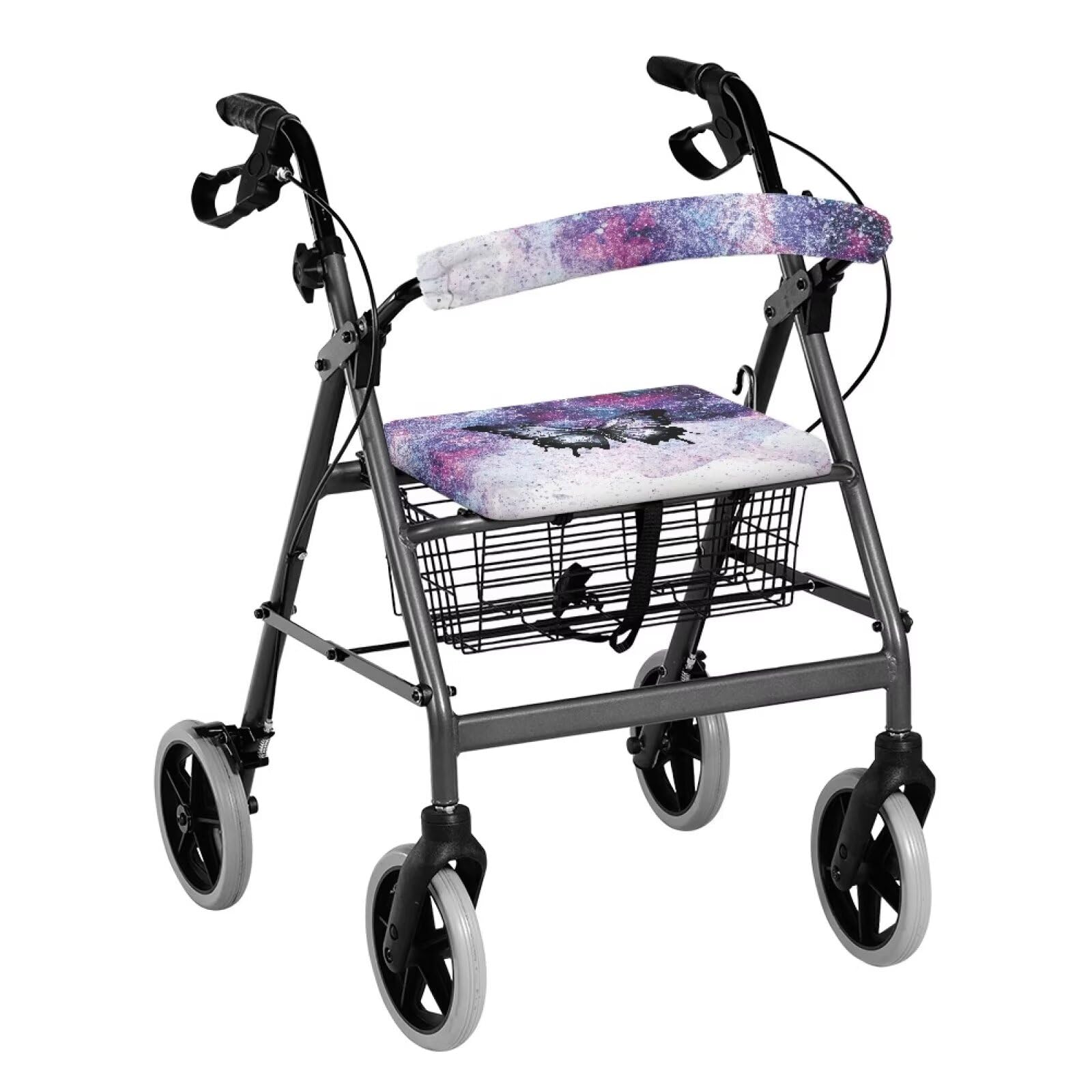 Galaxy Print Rollator Walker Seat and Backrest Covers - Butterfly Patterned Mobility Aid Accessories for Seniors & Women - Comfortable Support for Daily Walks, Shopping & Outdoor Activities