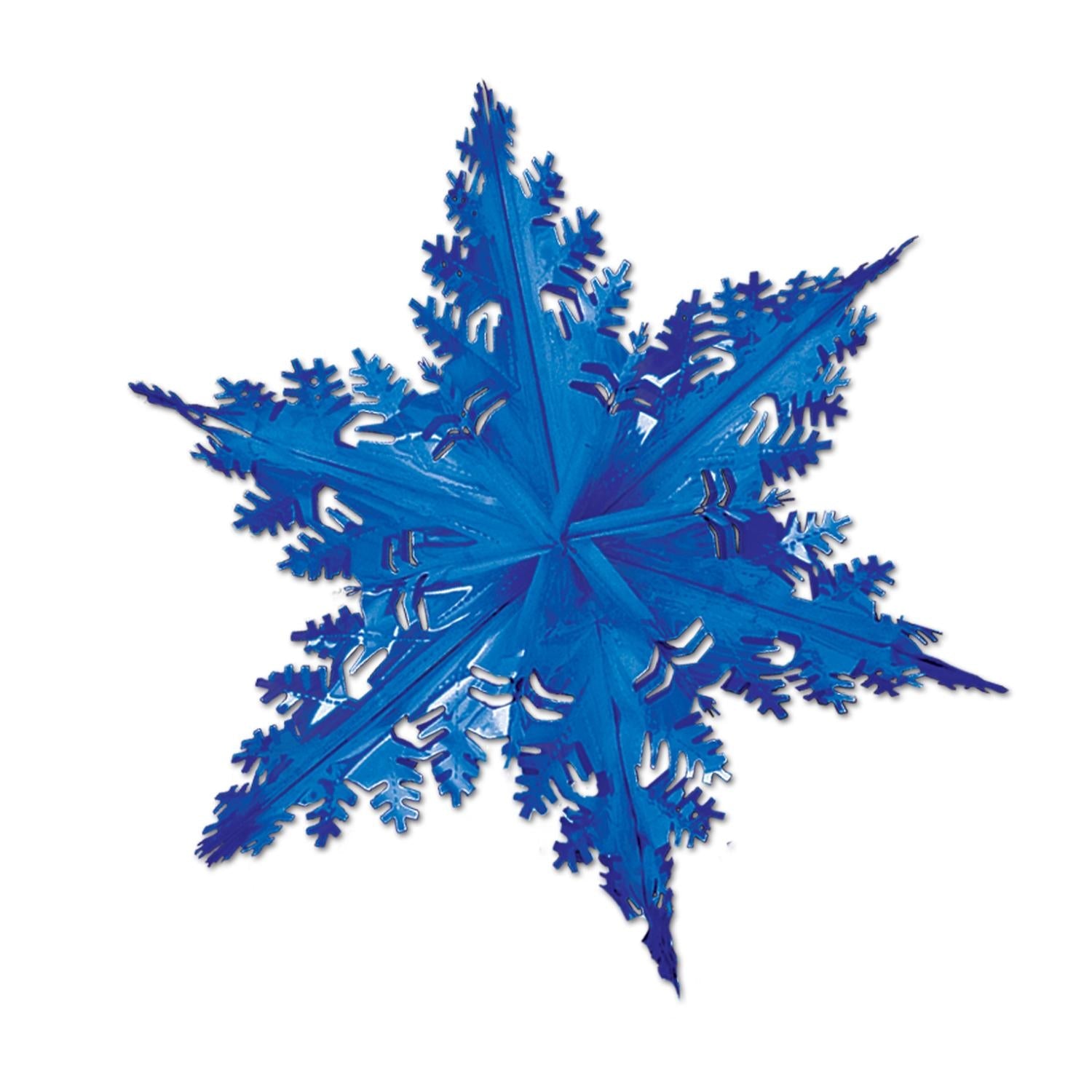 12-Piece Beistle Christmas Metallic Winter Snowflake Decorations Set - Blue - Perfect for Holiday Home Decor, Party Supplies & Seasonal Celebrations