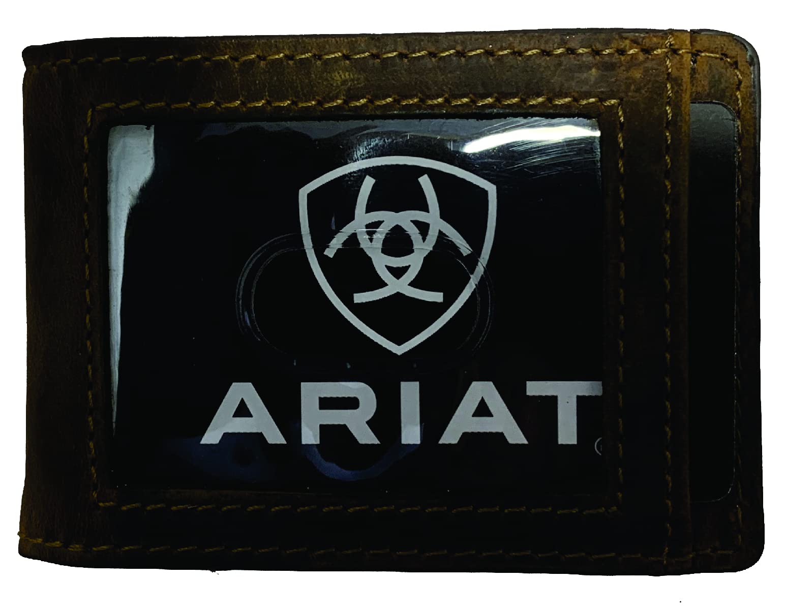 Custom Skull Ariat Faded Flag Front Pocket Wallet - Genuine Leather Bifold Wallet for Men - Perfect for Everyday Use, Travel & Outdoor Adventures