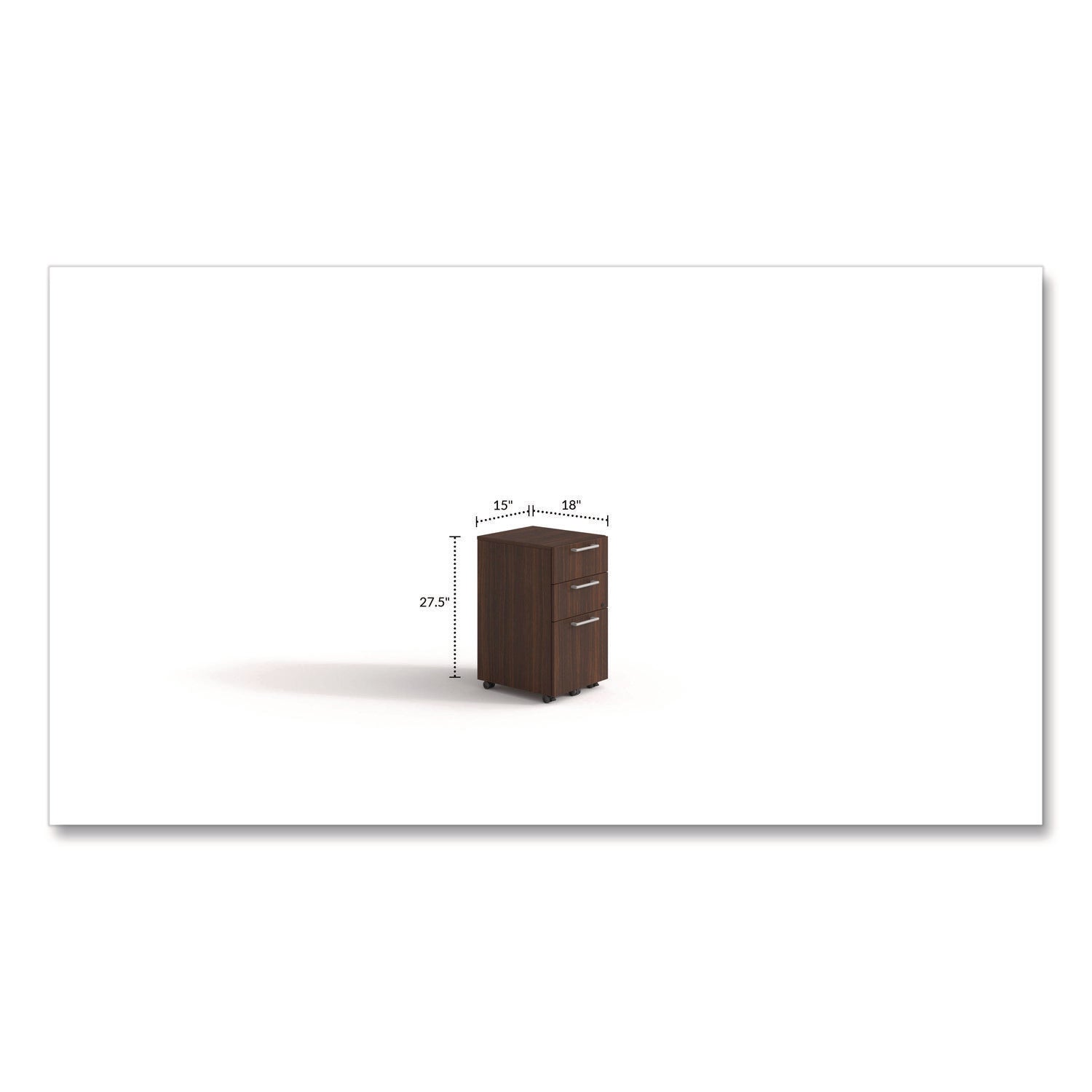 Alera Seville Series 3-Drawer Mobile Pedestal - Left/Right Opening, Legal Size File Storage, Mahogany Finish (15