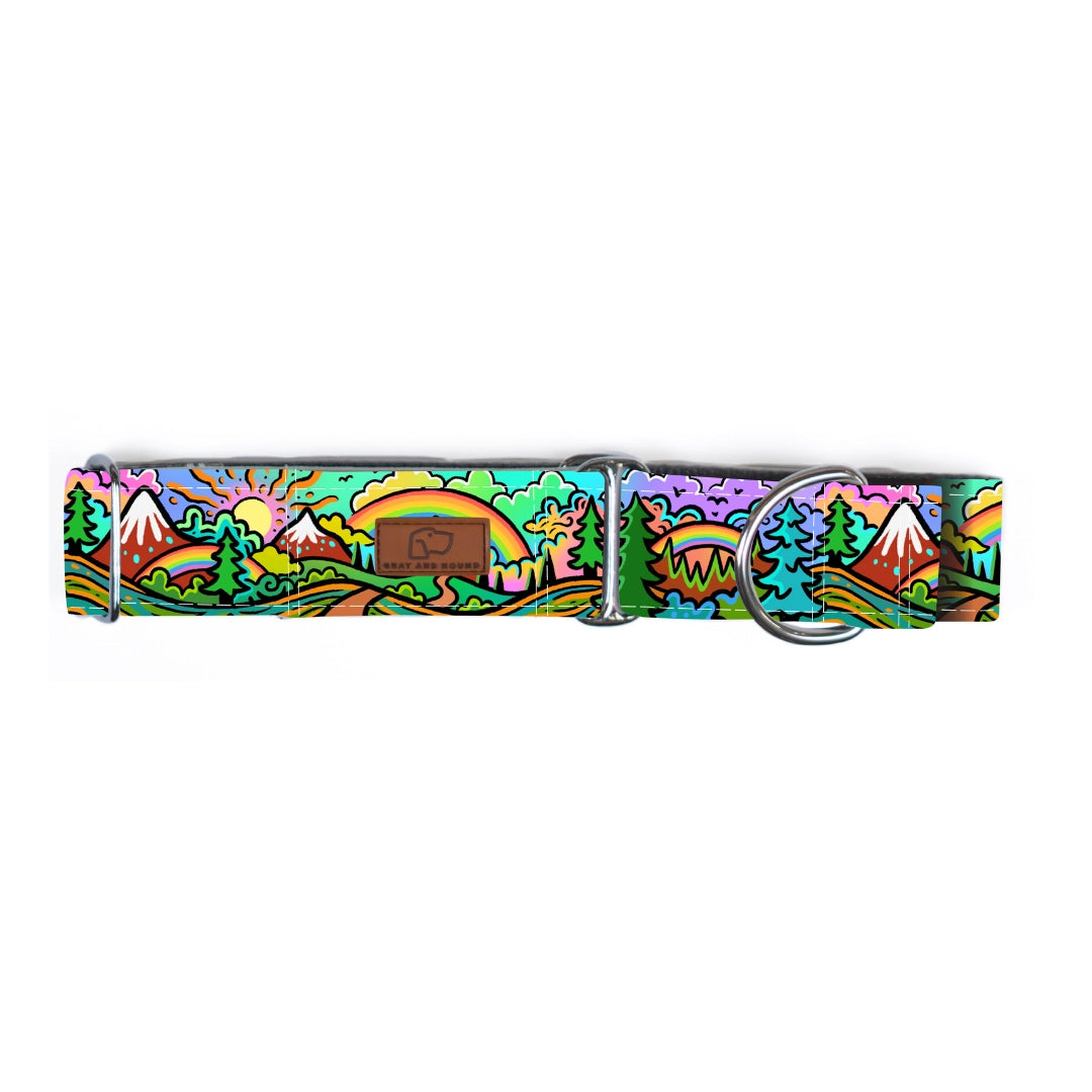 Rainbow Ridge Dog Collar - Limited Edition Artist Design Pet Collar for Small Medium Large Dogs - Perfect for Daily Walks, Training & Fashion Accessories