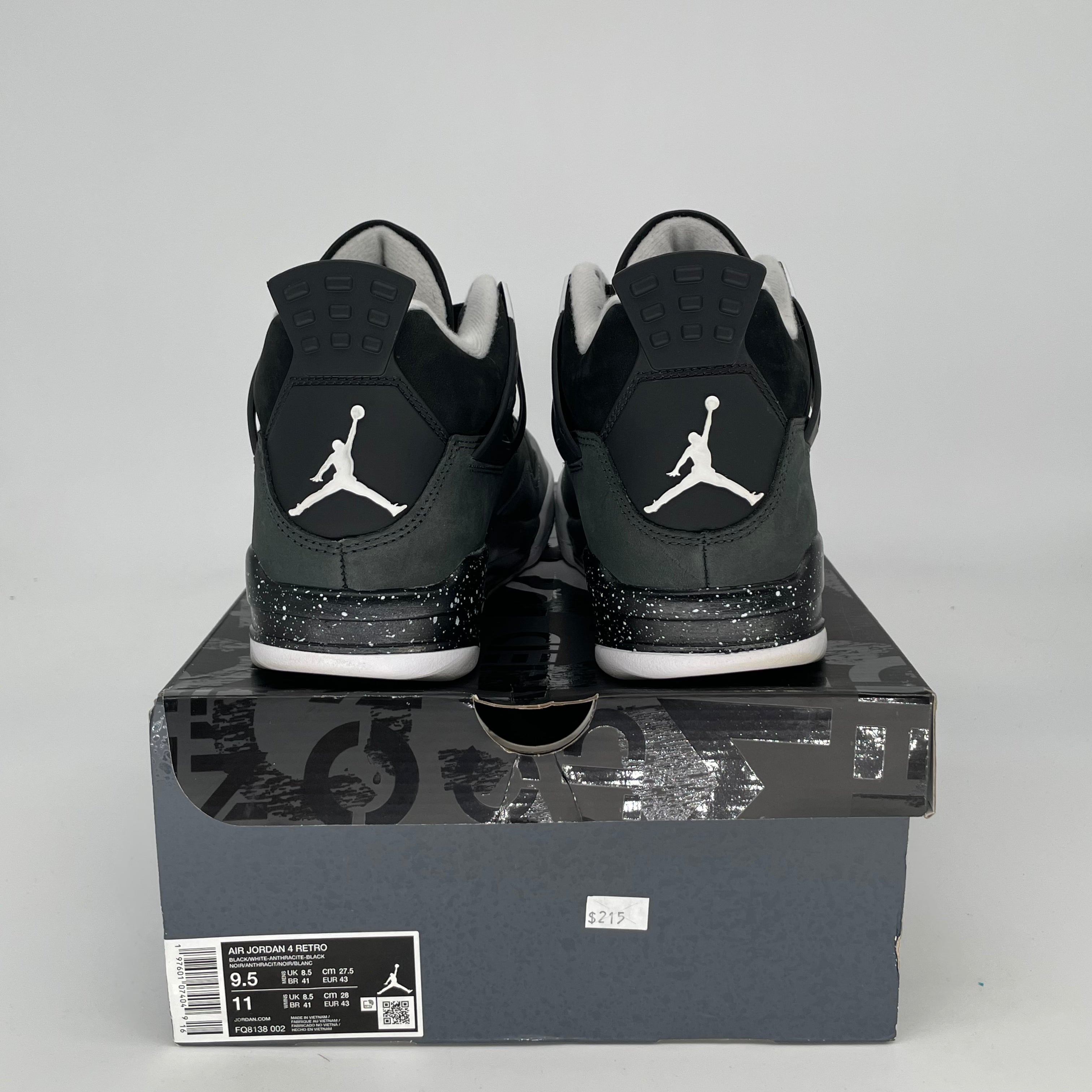 AIR JORDAN 4 FEAR Basketball Shoes - Men's Size 9.5/Women's Size 11 - Style FQ8138-002 - Perfect for Streetwear & Sneaker Collectors
