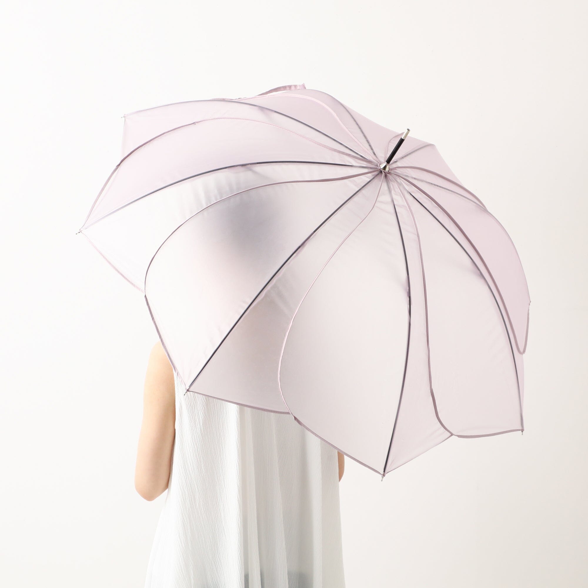 Clear Transparent Umbrella with Powder Floral Print - Long Handle Lavender Rain Umbrella for Women - Perfect for Rainy Days, Outdoor Events, and Fashion Accessories