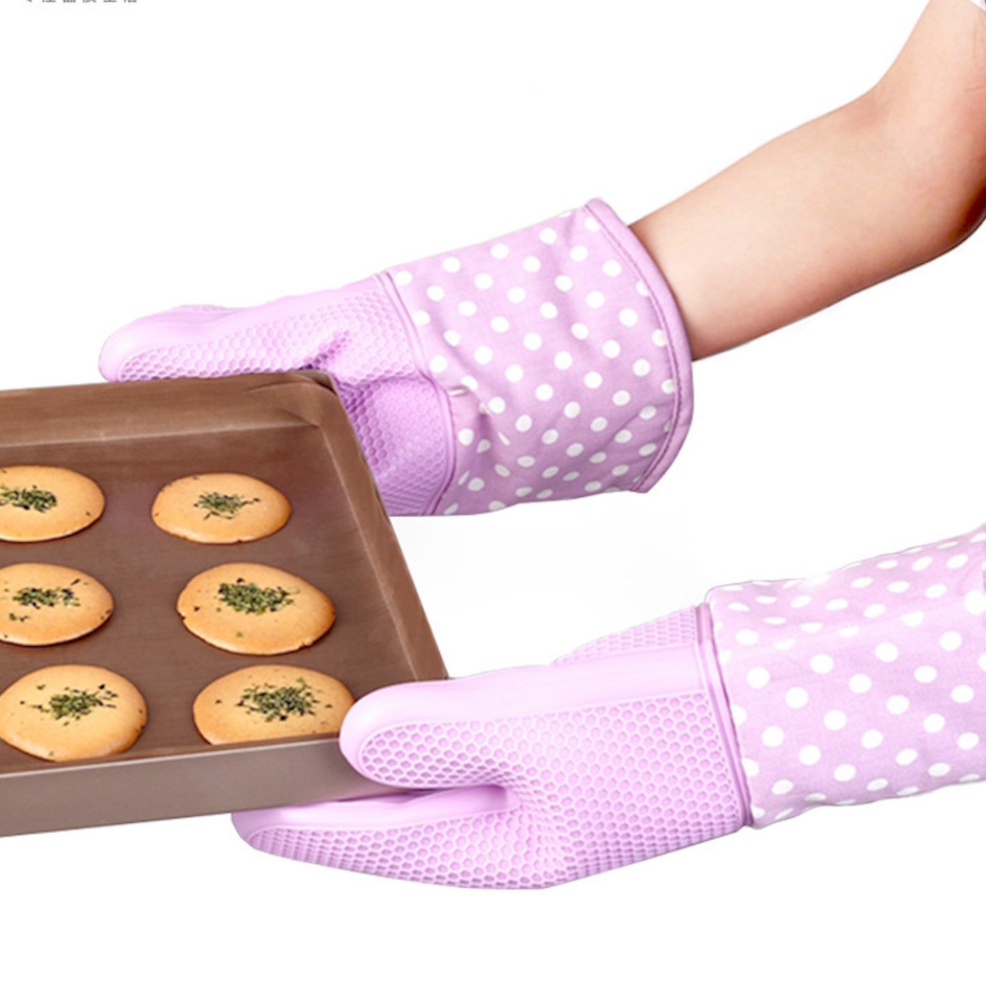 Heat Resistant Silicone BBQ Gloves for Grilling, Baking & Cooking - Waterproof, Non-Slip Oven Mitts with Cotton Lining (Purple, 13
