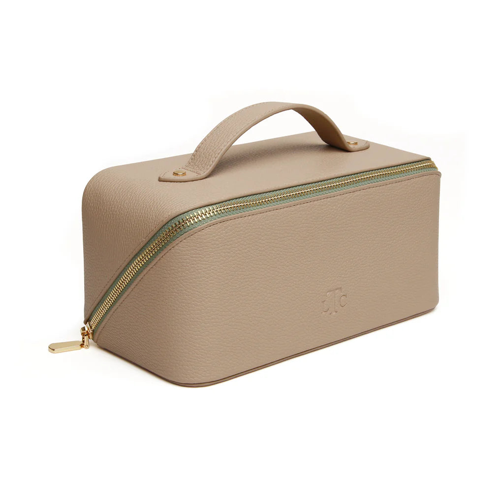 Alice Wheeler Train Case Makeup Organizer - Stone & Sage Cosmetic Storage for Travel, Salon & Professional Use | Perfect for Makeup Artists & Beauty Enthusiasts