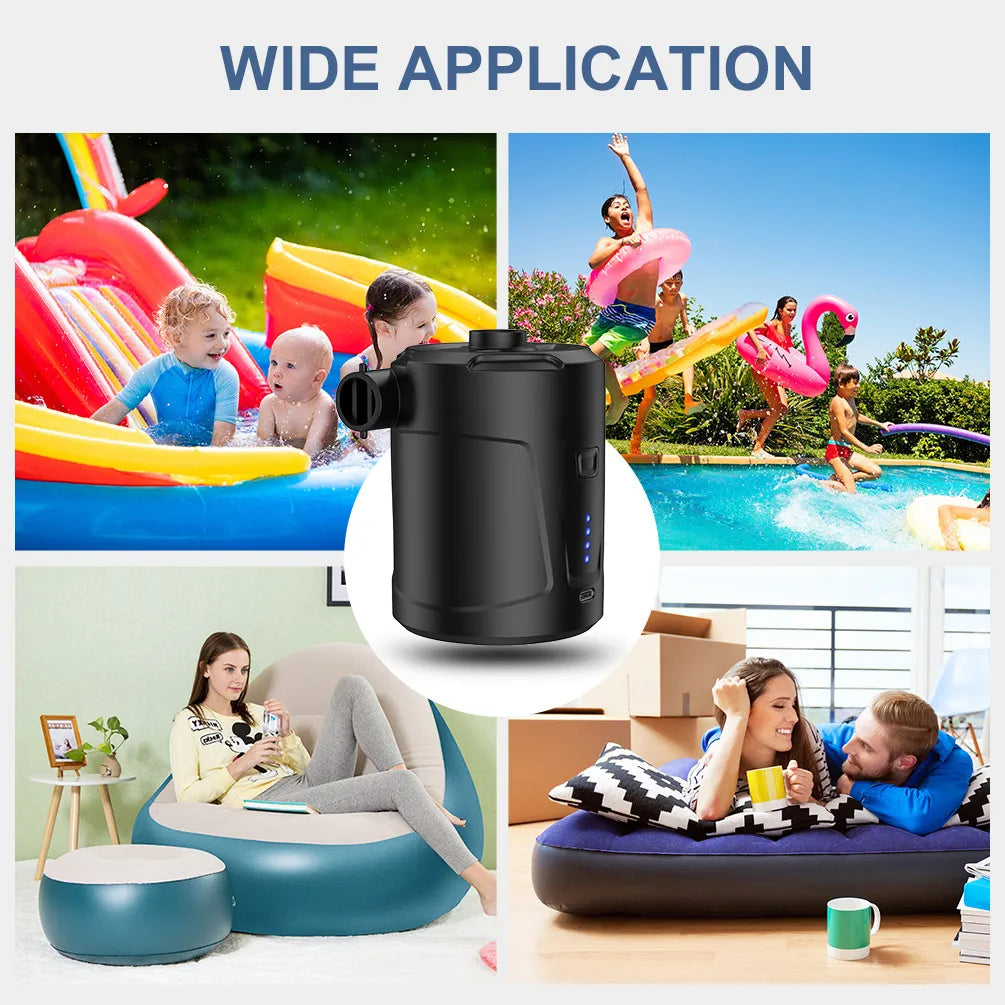 Ultralight Portable Wireless Air Pump for Air Mattress, Inflatables, Pool Floats - 5000mAh Rechargeable Battery - Perfect for Camping, Travel & Emergency Use