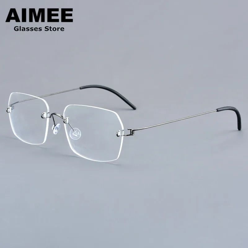 Aimee Women's Rimless Square Screwless Titanium Eyeglasses 92539 - Lightweight Comfortable Glasses for Work, Reading & Everyday Use