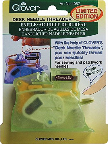 Clover Desk Needle Threader - Green Sewing Threading Tool for Easy Needle Threading (1 Pack) - Perfect for Sewing, Quilting, Embroidery & Craft Projects