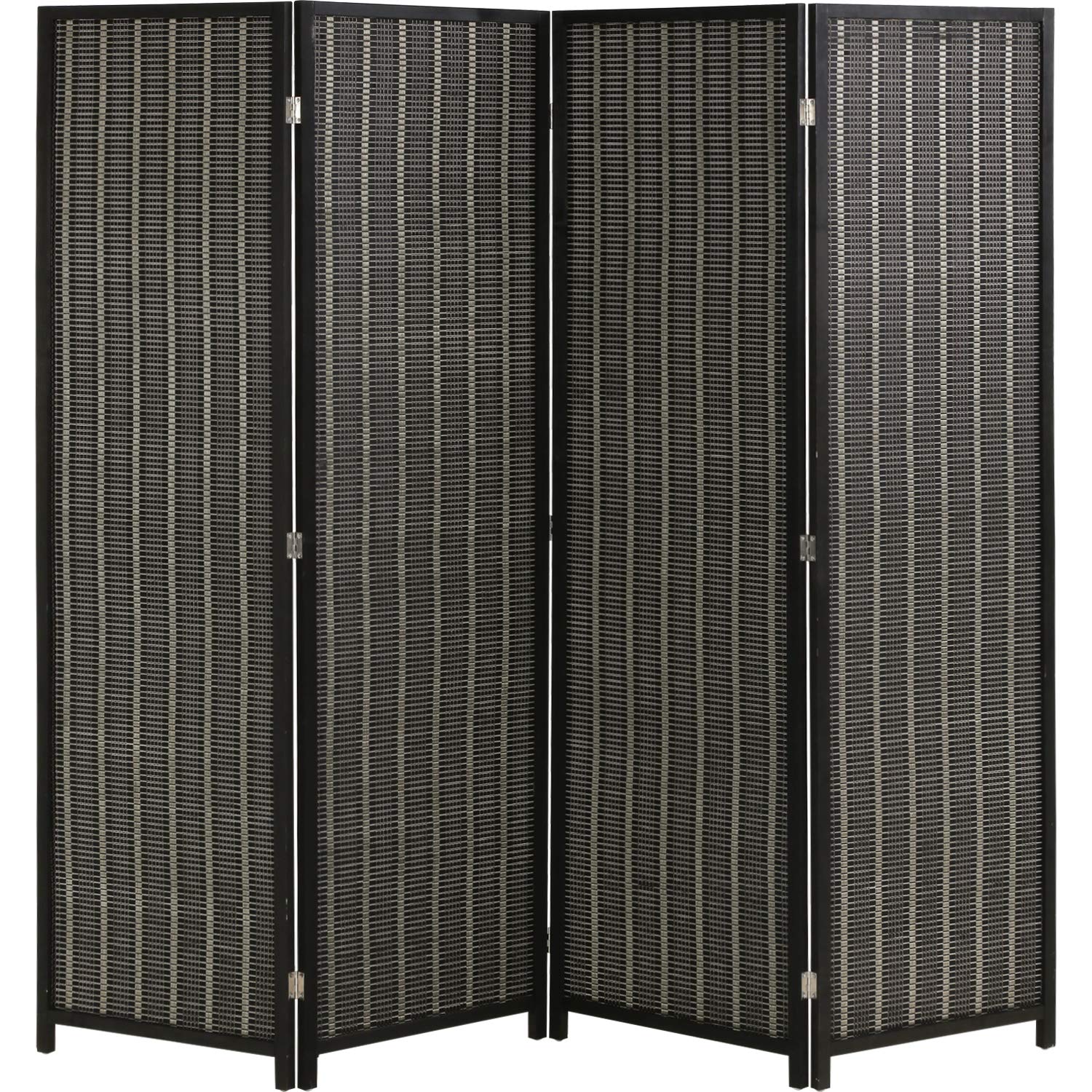 4-Panel Bamboo Room Divider Folding Privacy Screen - 72