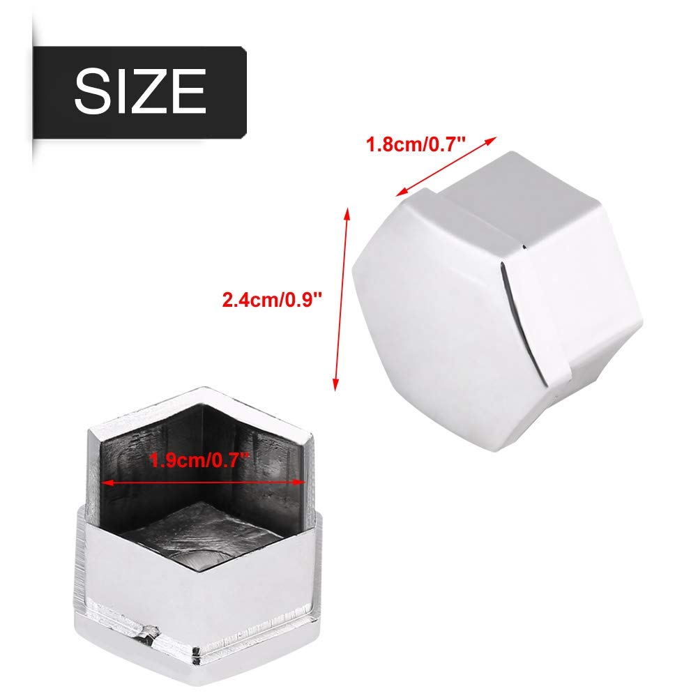20pcs 19mm Chrome Universal Wheel Nut Bolt Covers with Removal Tool - Durable Lug Nut Caps for Cars, Trucks & SUVs - Perfect for Wheel Protection & Custom Styling