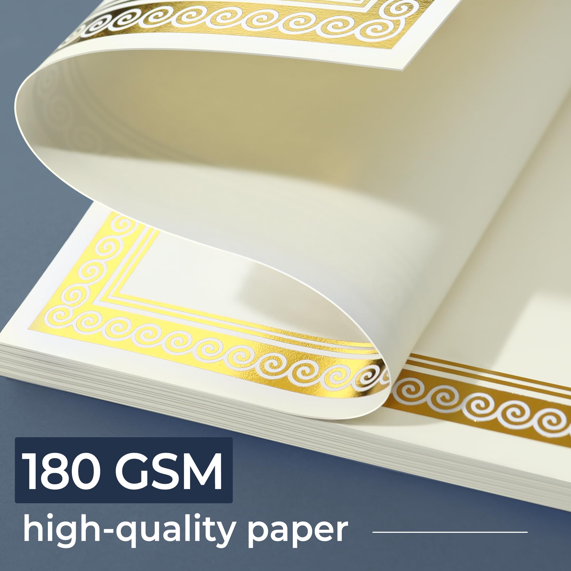 Premium SUNEE 100 Sheets Certificate Paper with Gold Foil Border - 8.5x11 Ivory Cardstock for Diplomas, Awards & Documents | Inkjet Printer Friendly | Perfect for Graduations, School Ceremonies & Office Recognition Events