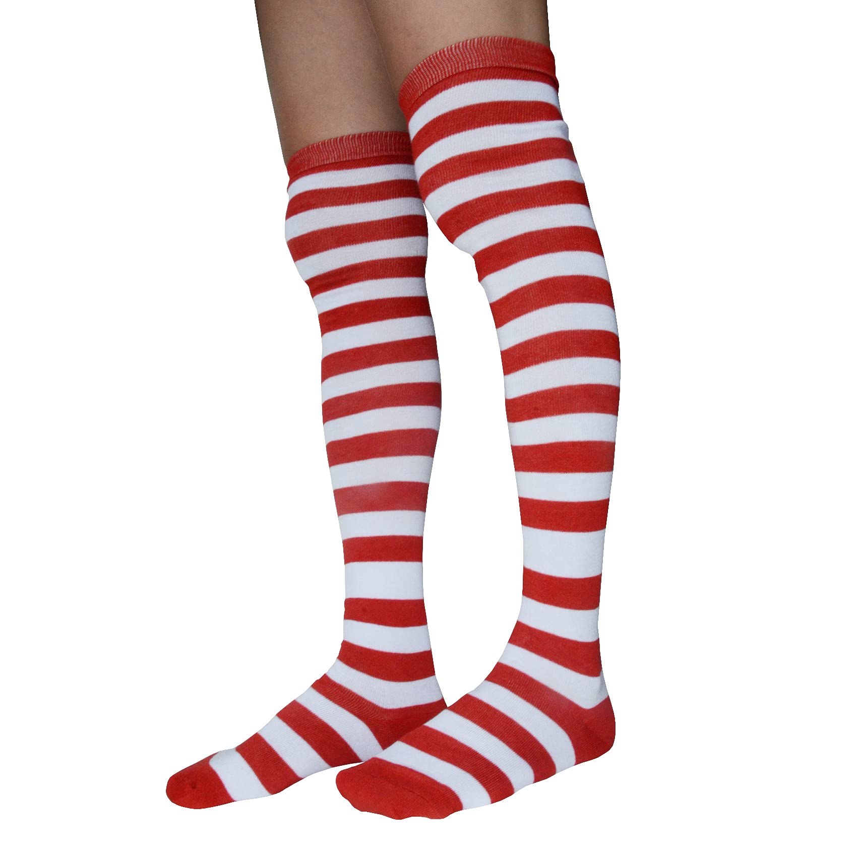 Women's Striped Thigh High Socks - Cotton Warm Over Knee Stockings, Extra Long Leg Warmers for Winter, Cosplay & Goth Style - Perfect for Cold Weather, Halloween Costumes & Fashion Outfits (LW-3)