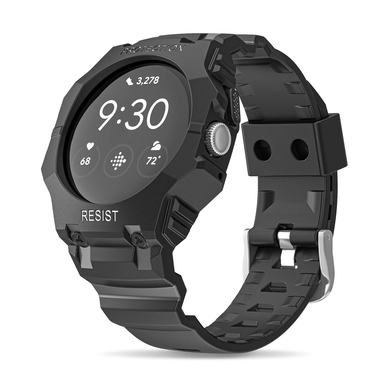 Ookids Rugged Pixel Watch Band with Bumper Case - Durable TPU Strap for Sports & Outdoor