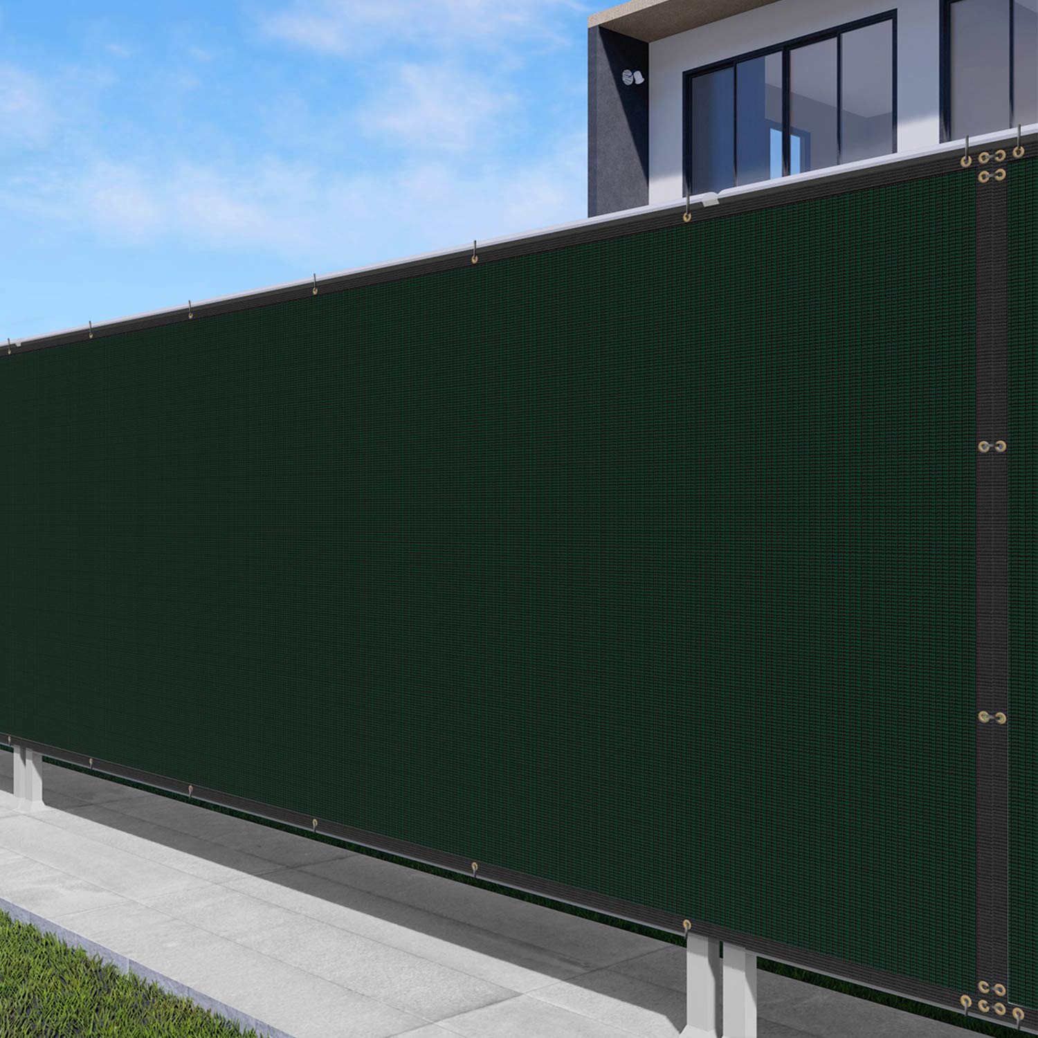 Outdoor Privacy Screen for Chain Link Fence - 8' x 1' Green Windbreak Barrier - Blocks 98% Visibility & Reduces Dog Barking - Perfect for Backyard, Patio, Yard Privacy & Pet Control