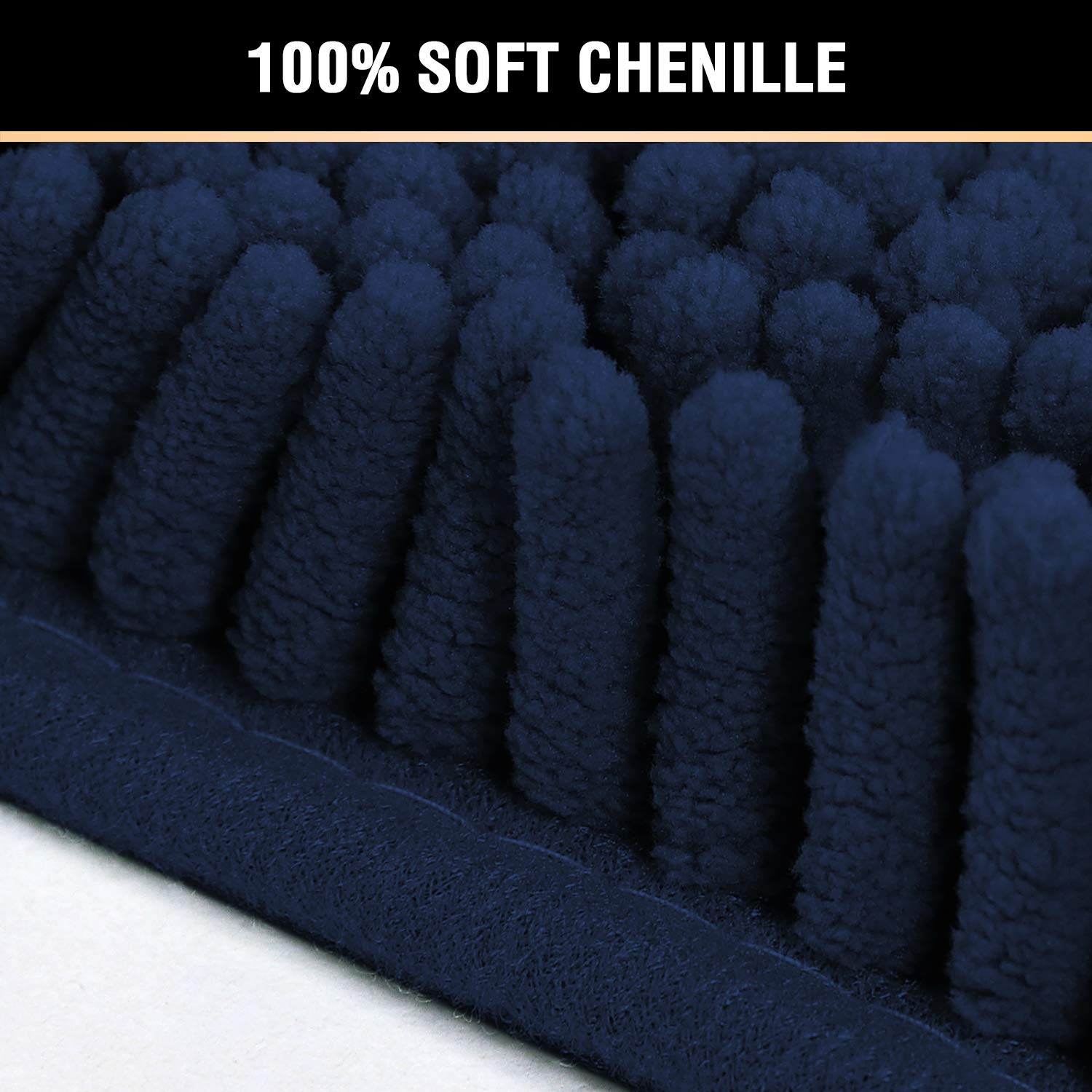 Premium Non-Slip Navy Chenille Bath Mat 36