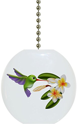 Hummingbird and Flowers Ceramic Fan Pull - Elegant White Ceiling Fan Light Switch Decor for Home, Kitchen, Bedroom
