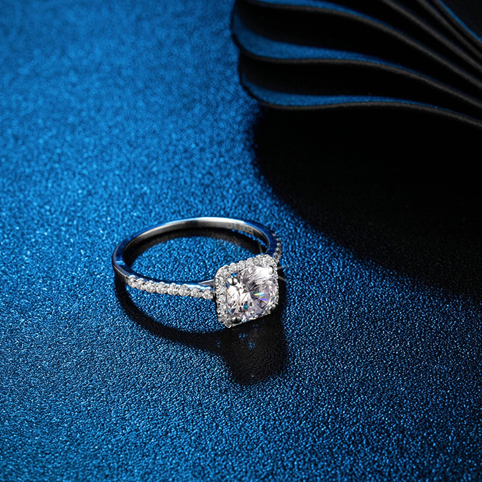 9K White Gold Moissanite Engagement Ring for Women - 1ct Round Cut Wedding Band, Anniversary Gift for Mom, Size 4.5 - Perfect for Proposals, Weddings & Special Occasions