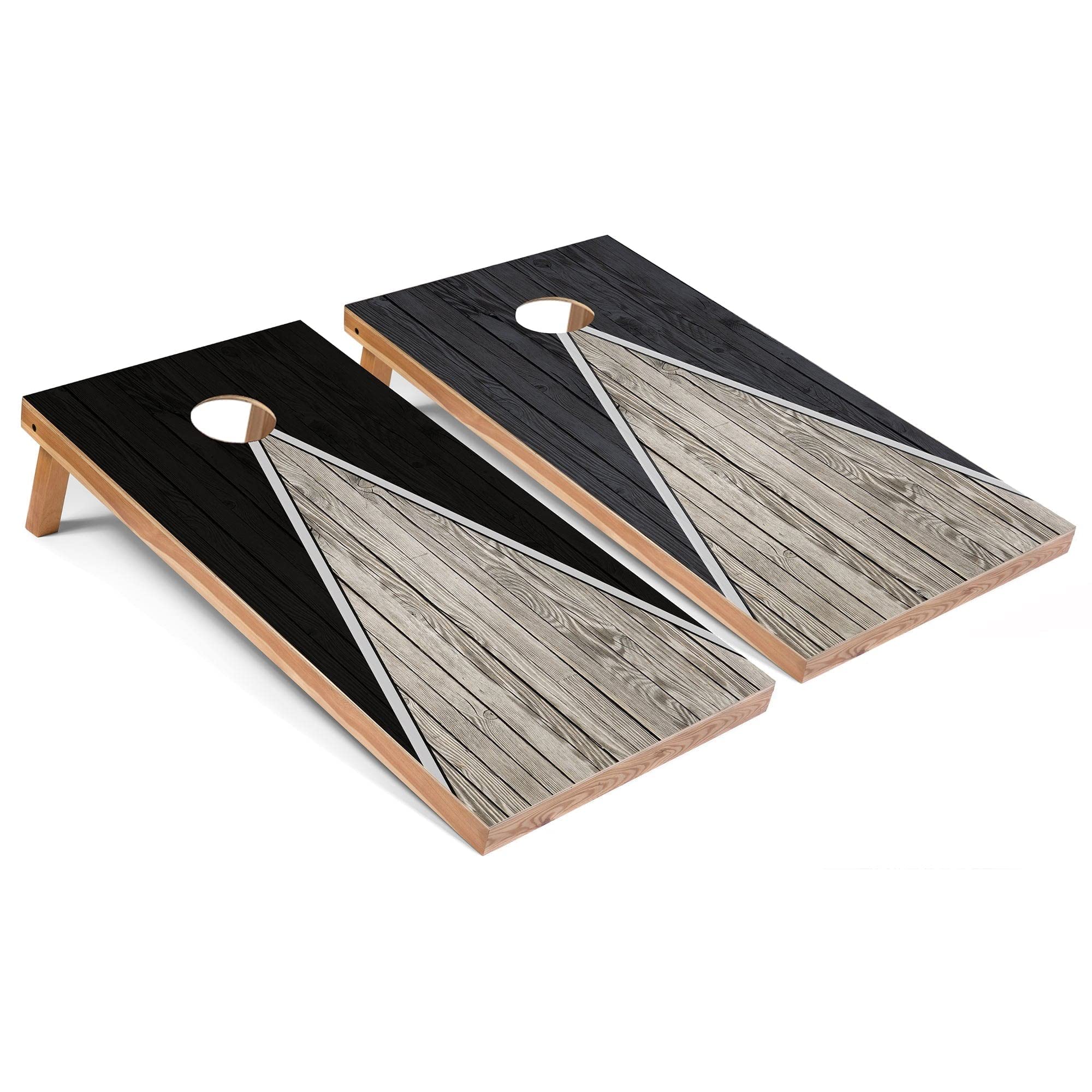 Skip's Garage Black & Dark Grey Regulation Cornhole Set - Official Size Boards, 8 Bean Bags, Durable Outdoor Game for Backyard, Tailgating & BBQ Parties
