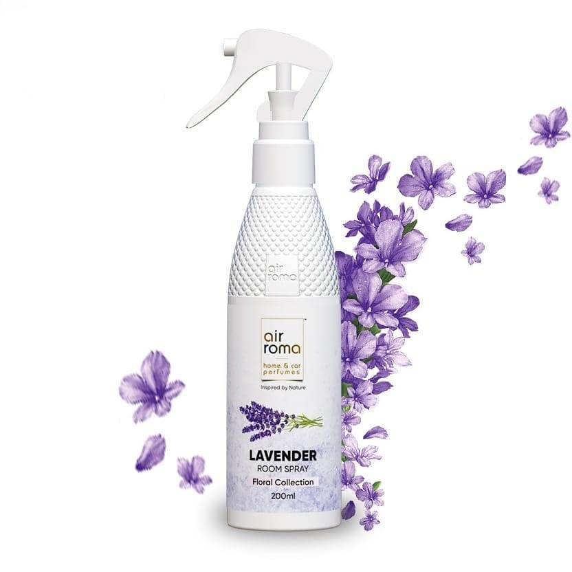AIR-ROMA Lavender Air Freshener Spray - 200ml Long Lasting Odor Eliminator for Home, Hotel & Office | Freshen Air in Bedroom, Bathroom, Car & Living Space
