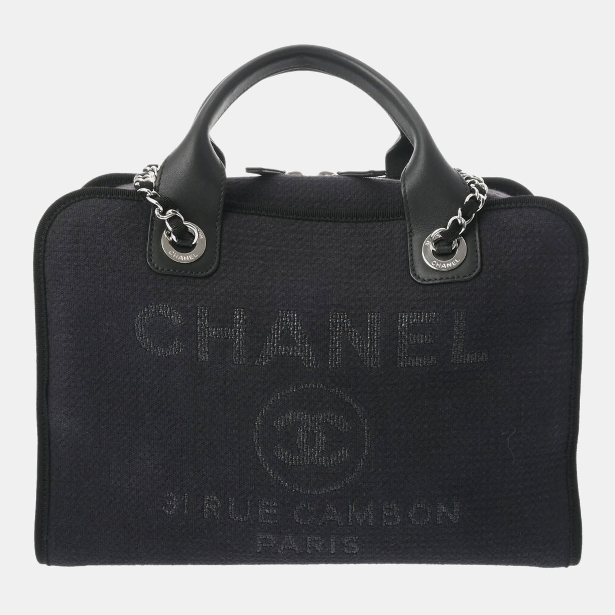 Stylish Black Canvas Medium Deauville Tote Bag for Women - Durable & Spacious Handbag for Work, Travel & Everyday Use