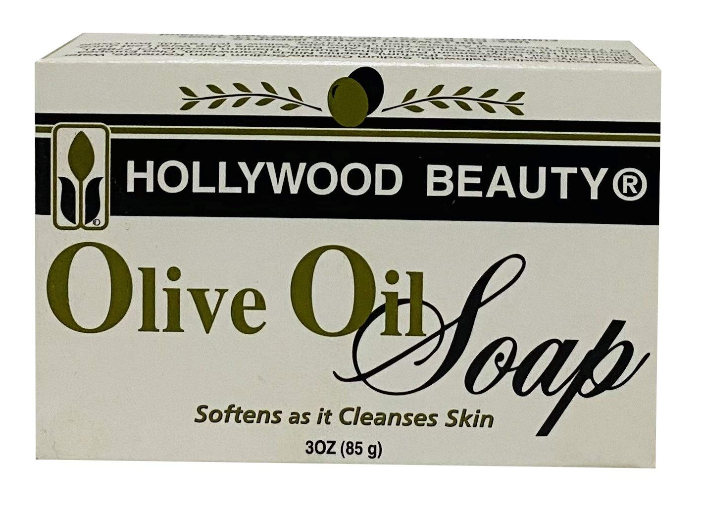 Hollywood Beauty Olive Oil Soap 3 oz - Natural Moisturizing Bar Soap for Dry Skin - Perfect for Face, Body & Hand Cleansing at Home or Travel