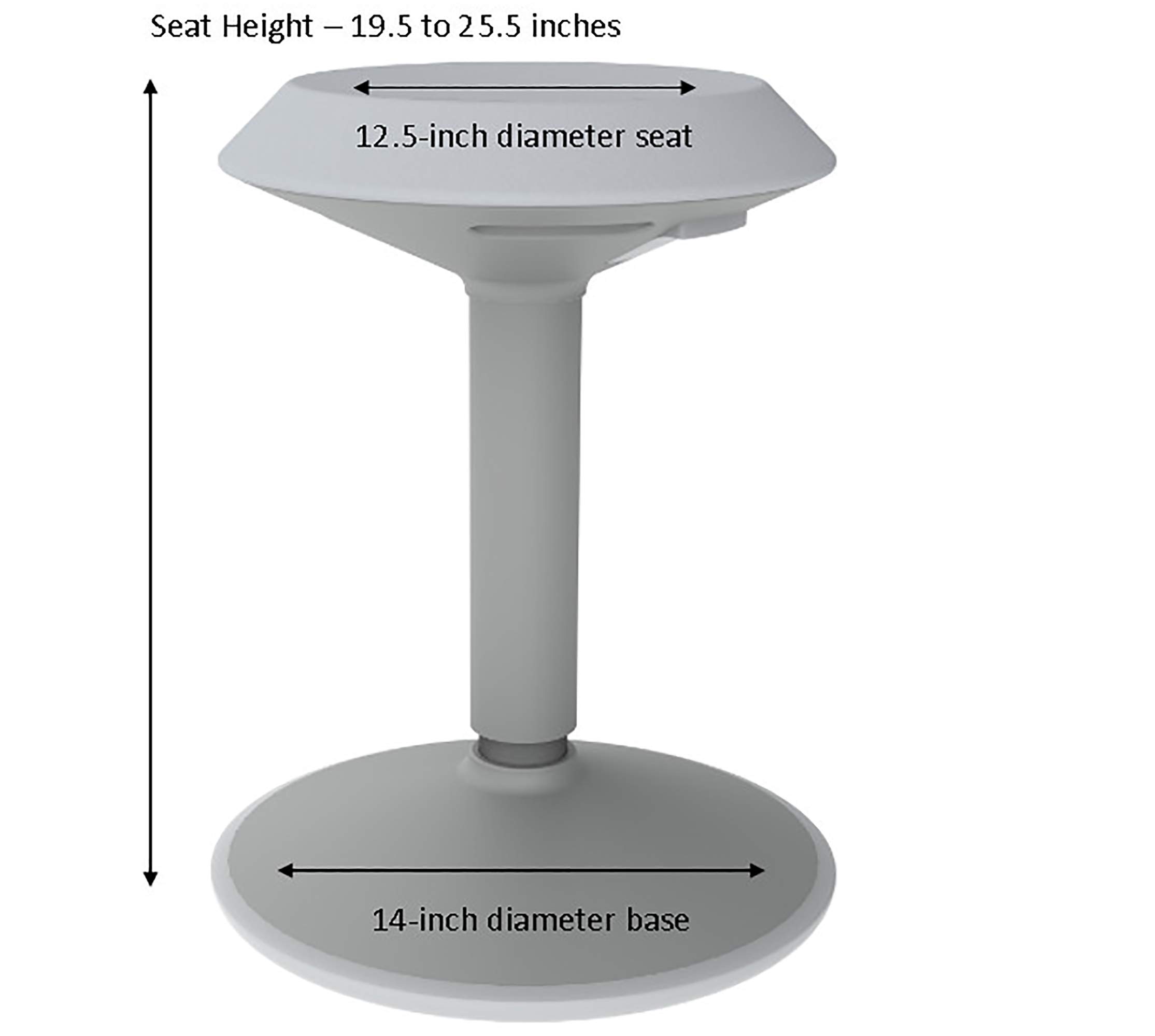 Learniture Adjustable-Height Active Motion Stool with Circular Seat - Ergonomic Flexible Seating for School Classroom, Office or Home Study - Improves Posture & Focus - Gray (LNT-NUS800-GR-SO) - Perfect for ADHD Students & Remote Workers
