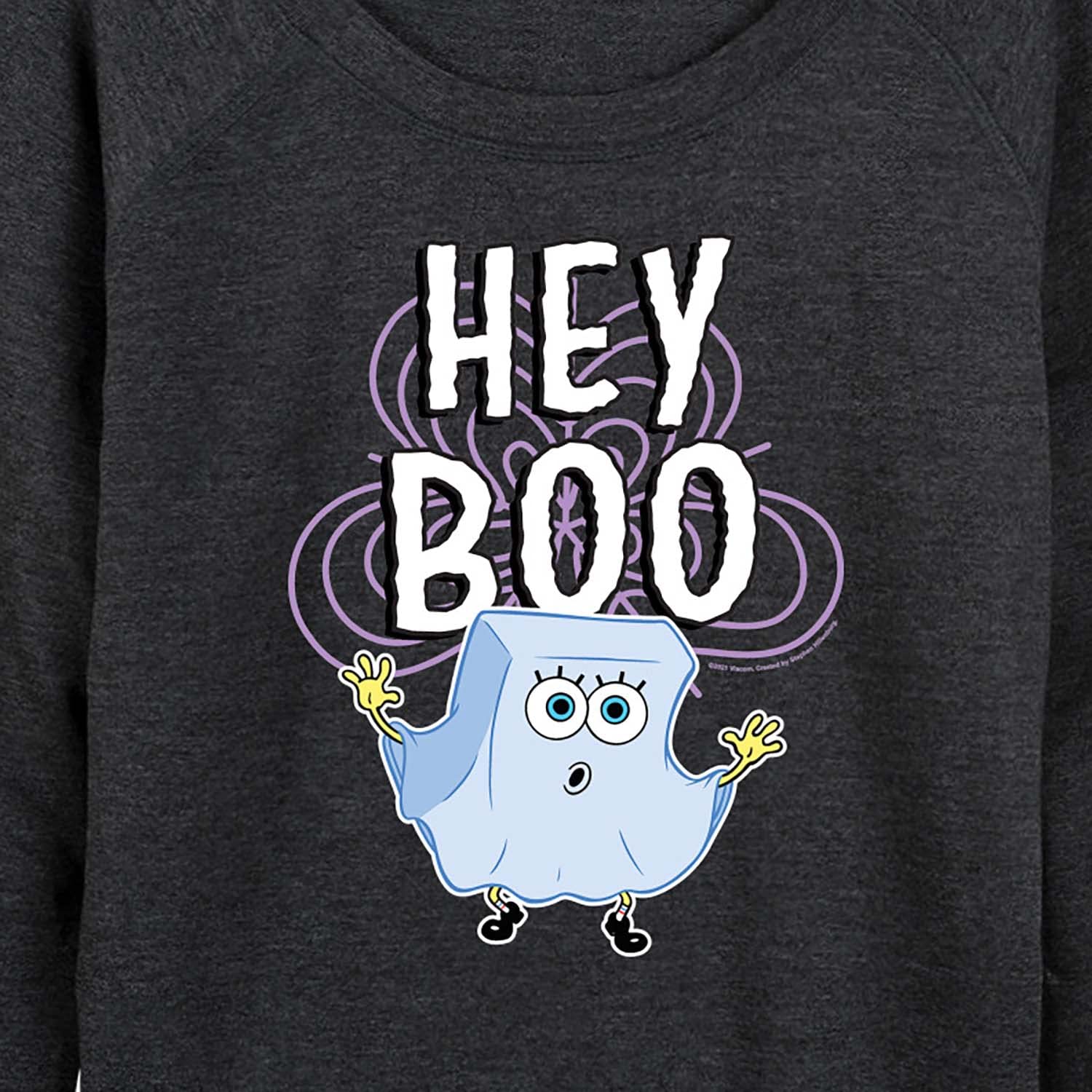 HYBRID APPAREL SpongeBob SquarePants Hey Boo Women's Lightweight French Terry Pullover Hoodie - Soft Casual Sweatshirt for Women, Perfect for Lounge Wear, Street Fashion & Cartoon Fans