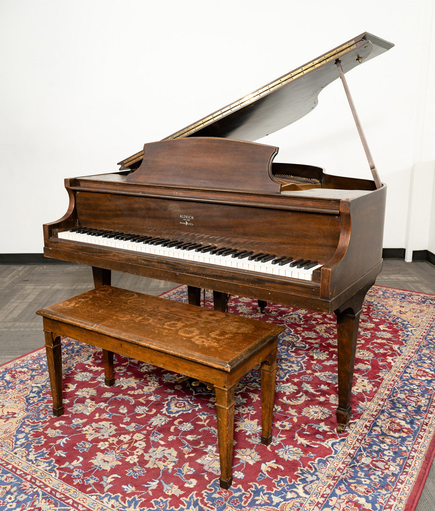 Used Aldrich 5' Grand Piano in Satin Oak Finish | Serial Number 156273 | Perfect for Home, Studio & Concert Performances