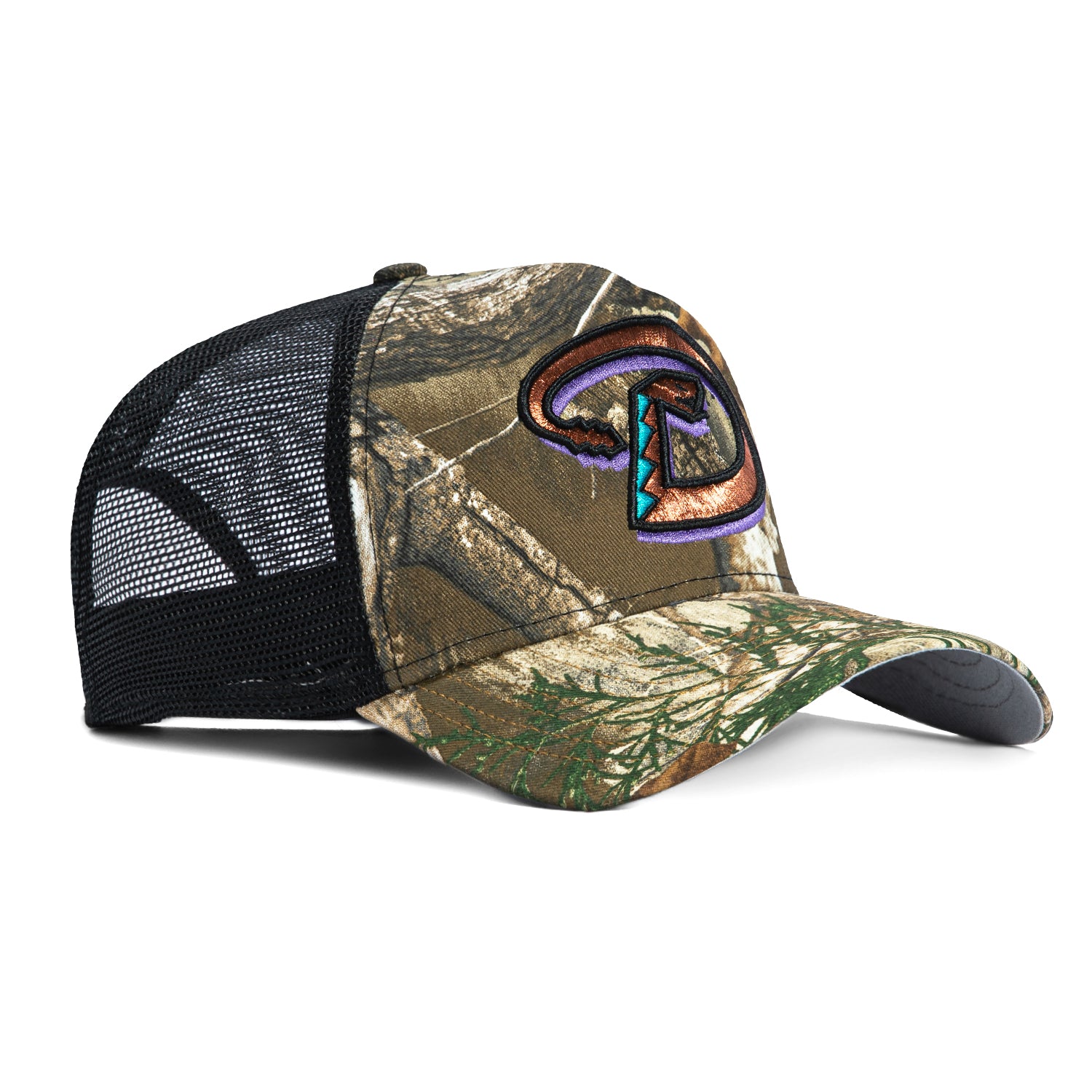 New Era 9Forty A-Frame Arizona Diamondbacks Snapback Trucker Hat - Realtree Camo & Black - MLB Baseball Cap for Men & Women - Perfect for Games, Outdoor & Casual Wear
