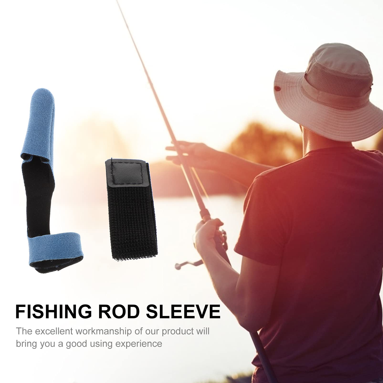 ULTECHNOVO 4-Pack Fishing Rod Sleeve Covers - Durable Cloth Tip Protectors for Baitcasting Rods (Red & Blue) - Ideal for Travel, Storage & Rod Protection During Fishing Trips