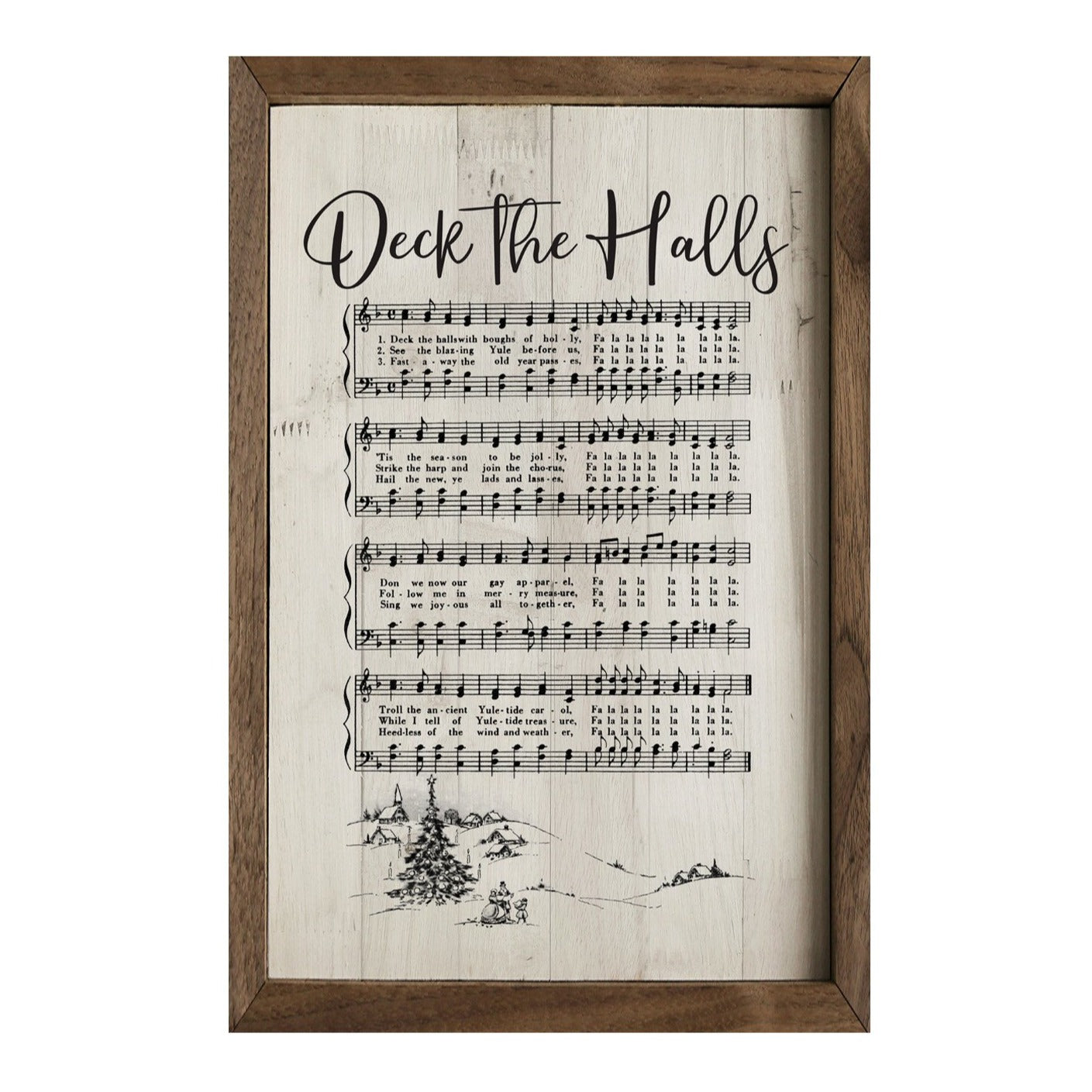 Deck The Halls Sheet Music Wood Framed Print - Christmas Carol Holiday Decor for Home, Office & Gift Giving