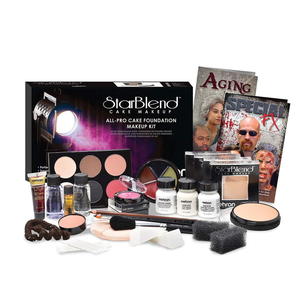 Mehron Makeup All-Pro StarBlend Cake Kit (Dark) - Professional Stage & Special FX Makeup for Theater, Cosplay & Halloween
