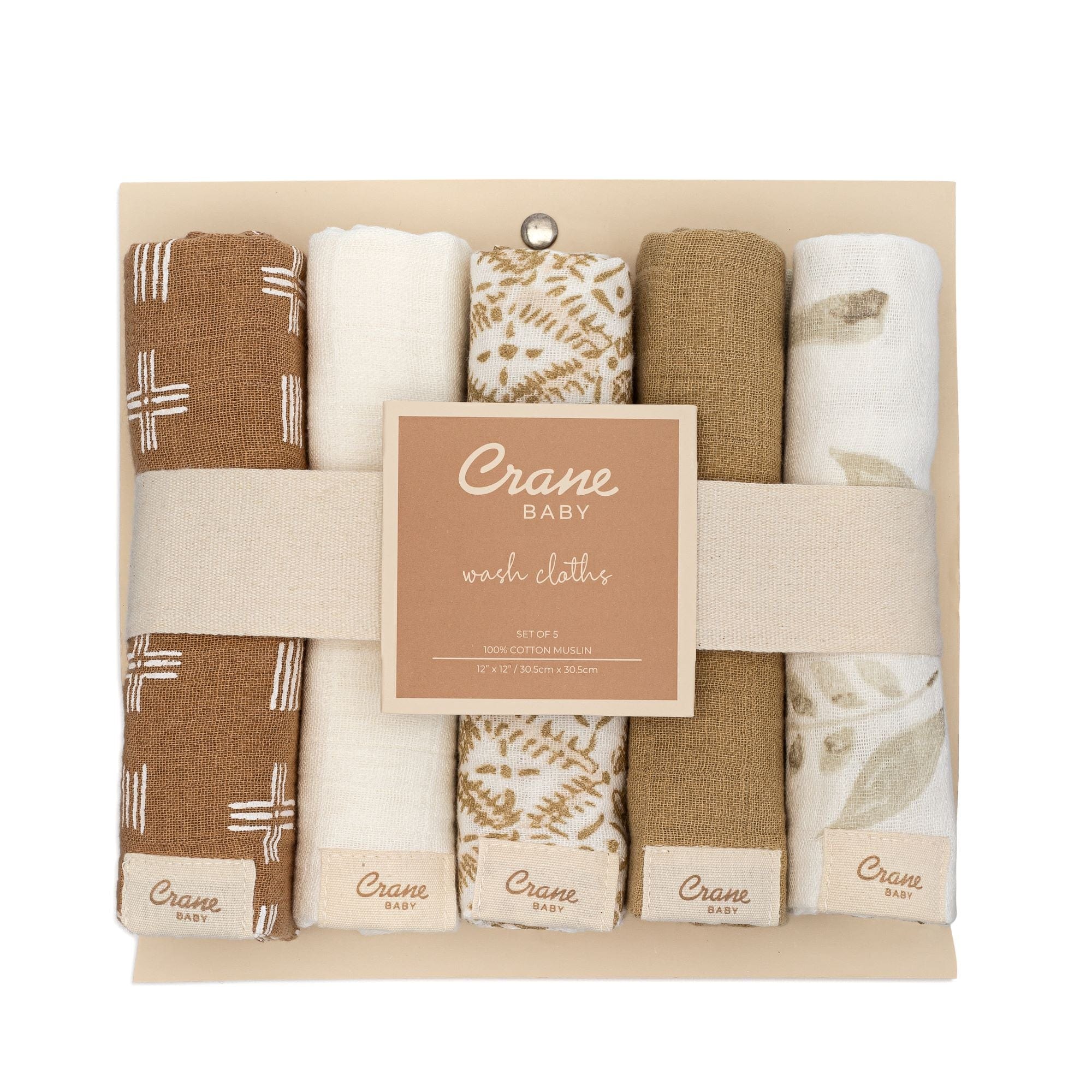 Premium 5-Piece Crane Baby Kendi Wash Cloth Set | Ultra Soft & Absorbent Baby Towels | Perfect for Bath Time, Diaper Changes & Gentle Skin Care