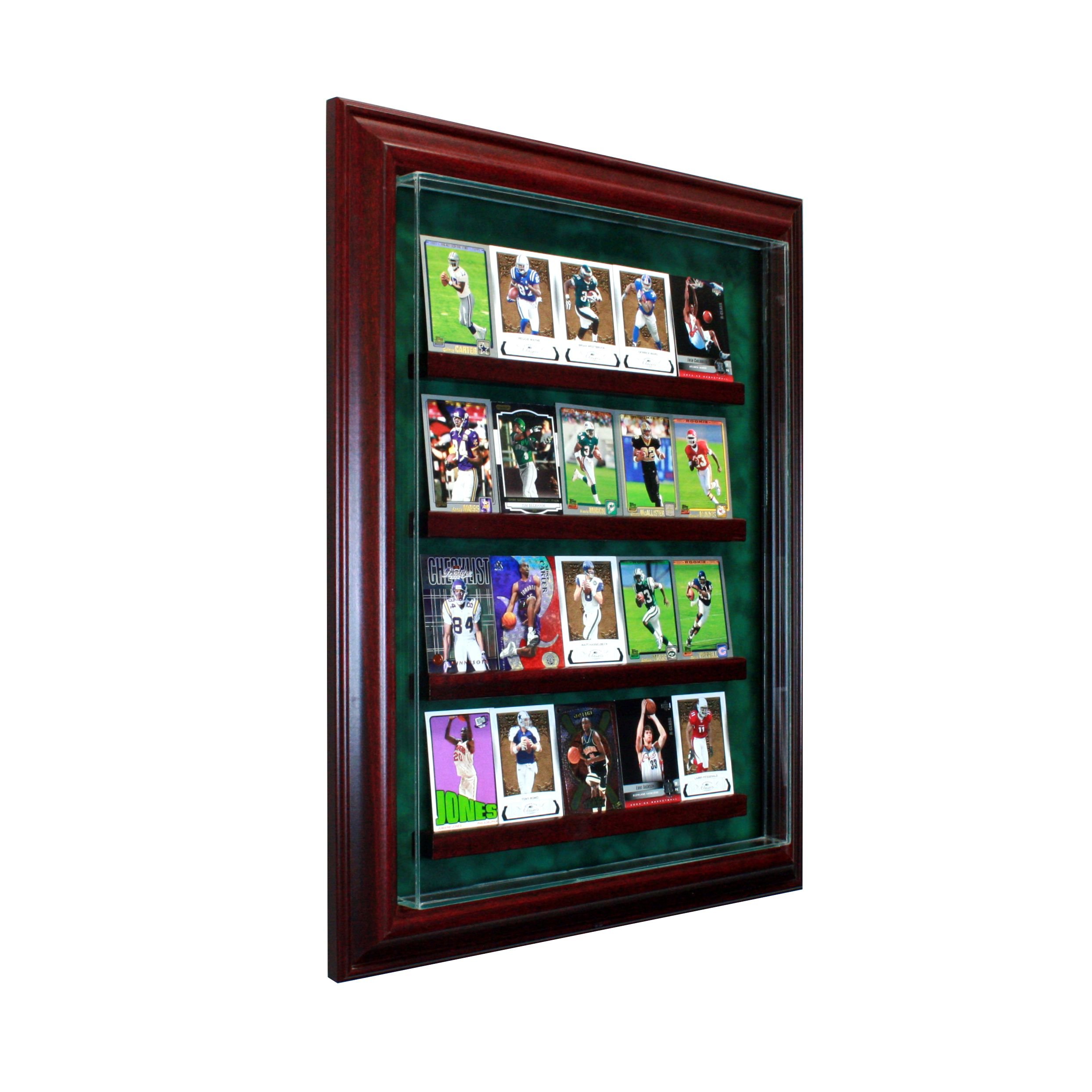 20-Slot Trading Card Display Case with Hinged Door & Suede Backing - Perfect for Collectible Card Storage, Showcase, and Home/Office Decoration