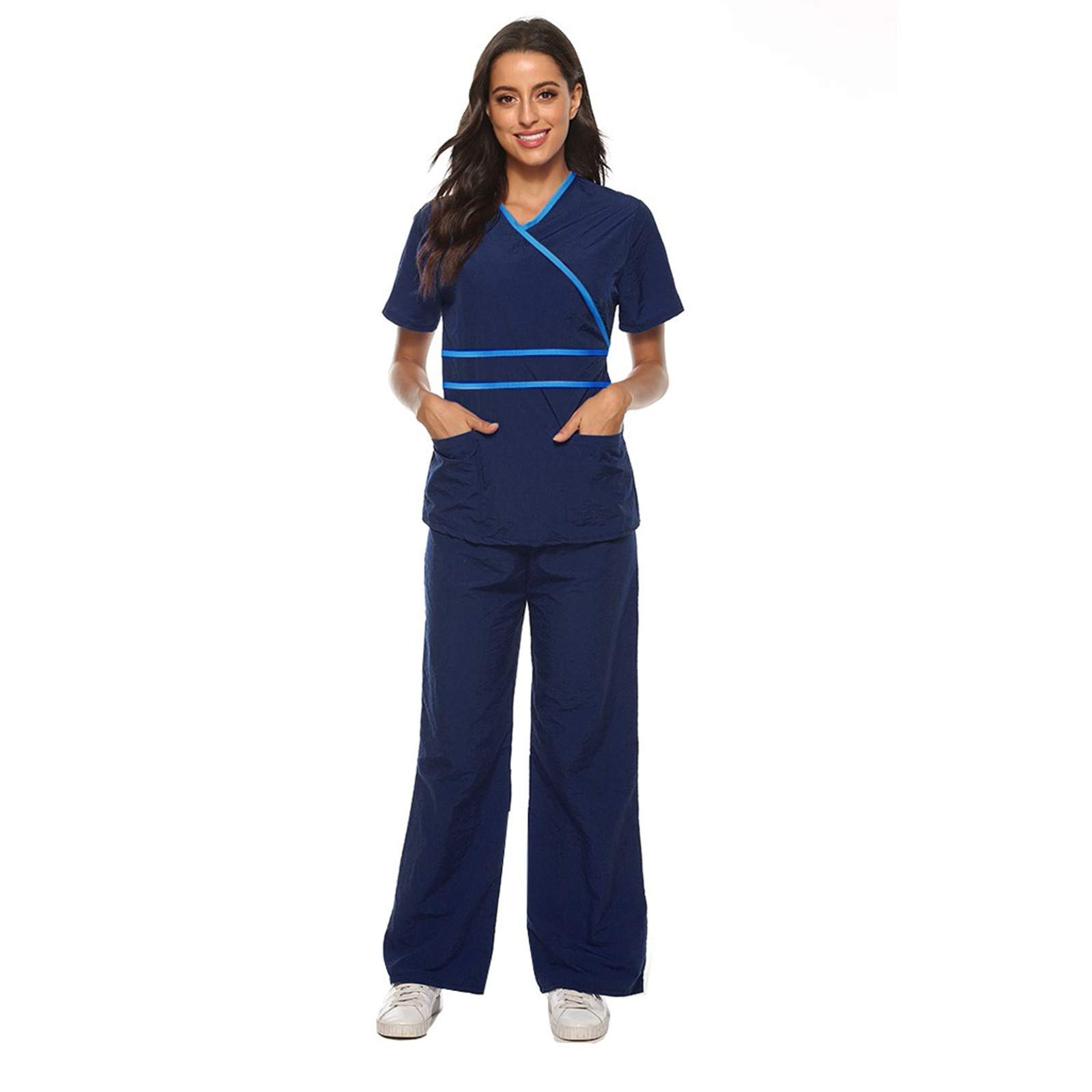 **Women's High Waisted Bikini Set - 2 Piece Short Sleeve V-Neck Top & Pants Outfit for Nursing, Work, or Casual Wear | Comfortable & Stylish Matching Suit**
