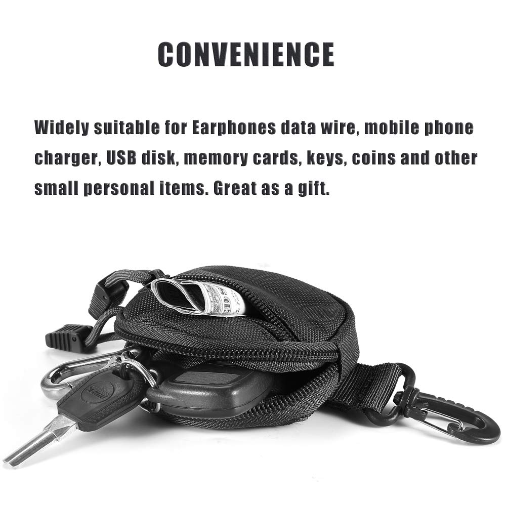 Upgraded Small MOLLE Pouch Accessories - 2PCS Tactical EDC Pouches for Military Gear, Keychain, Coin Purse, Wallet & Wireless Headset Storage (Black) - Perfect for Outdoor Adventures, Hiking & Everyday Carry Essentials