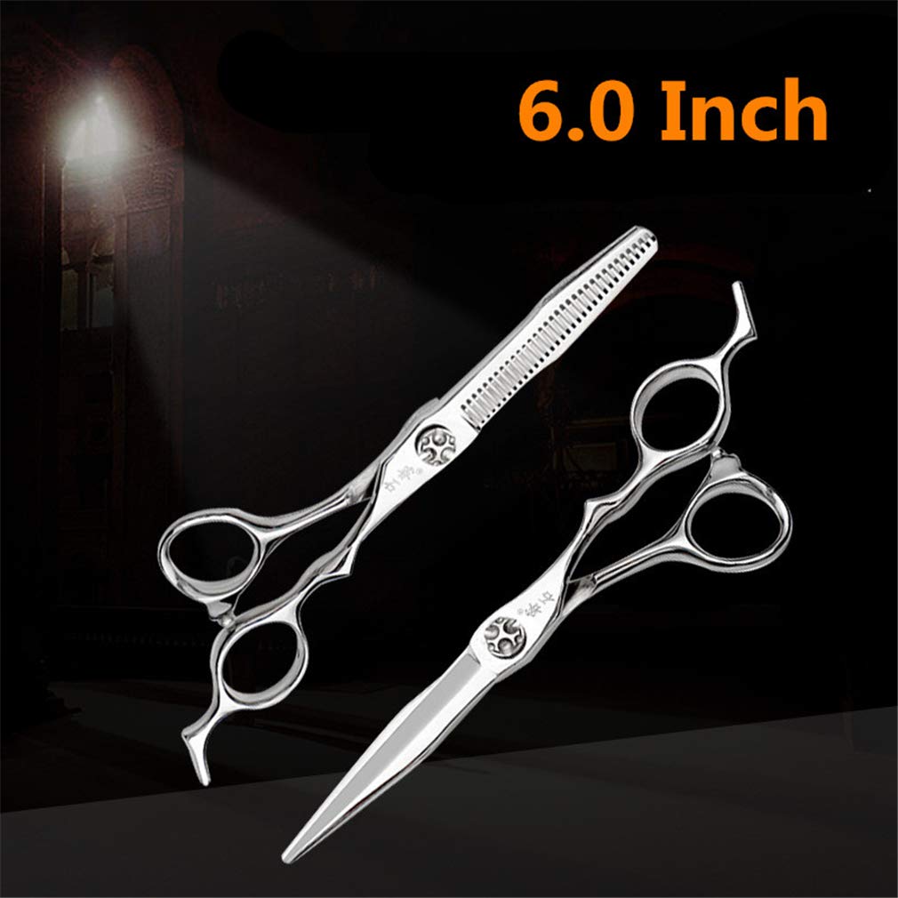 6.0 Inch Professional Hairdressing Scissors Set - Barber & Styling Shears with Straight & Texturizing Scissors - Premium Stainless Steel (Lightweight & Ultra Sharp) - Perfect for Salon Professionals, Home Haircuts & DIY Styling