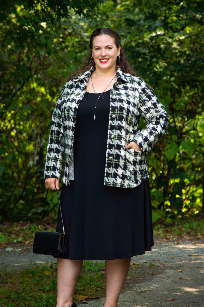 Cherie Houndstooth Coat for Women - Classic Wool Blend Winter Jacket with Pockets | Perfect for Office, Parties & Cold Weather Fashion