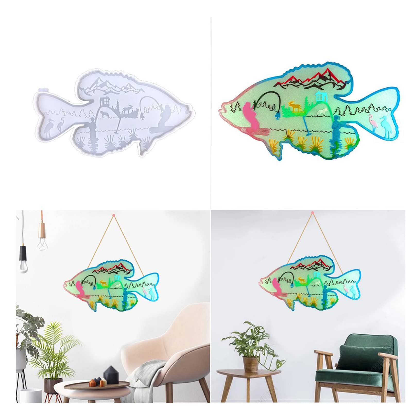 Premium Fishing Resin Molds - Large Animal Silicone Molds for DIY Wall Art, Home Decor, Christmas Gifts - Perfect for Handmade Crafts, Holiday Decorations & Unique Present Ideas
