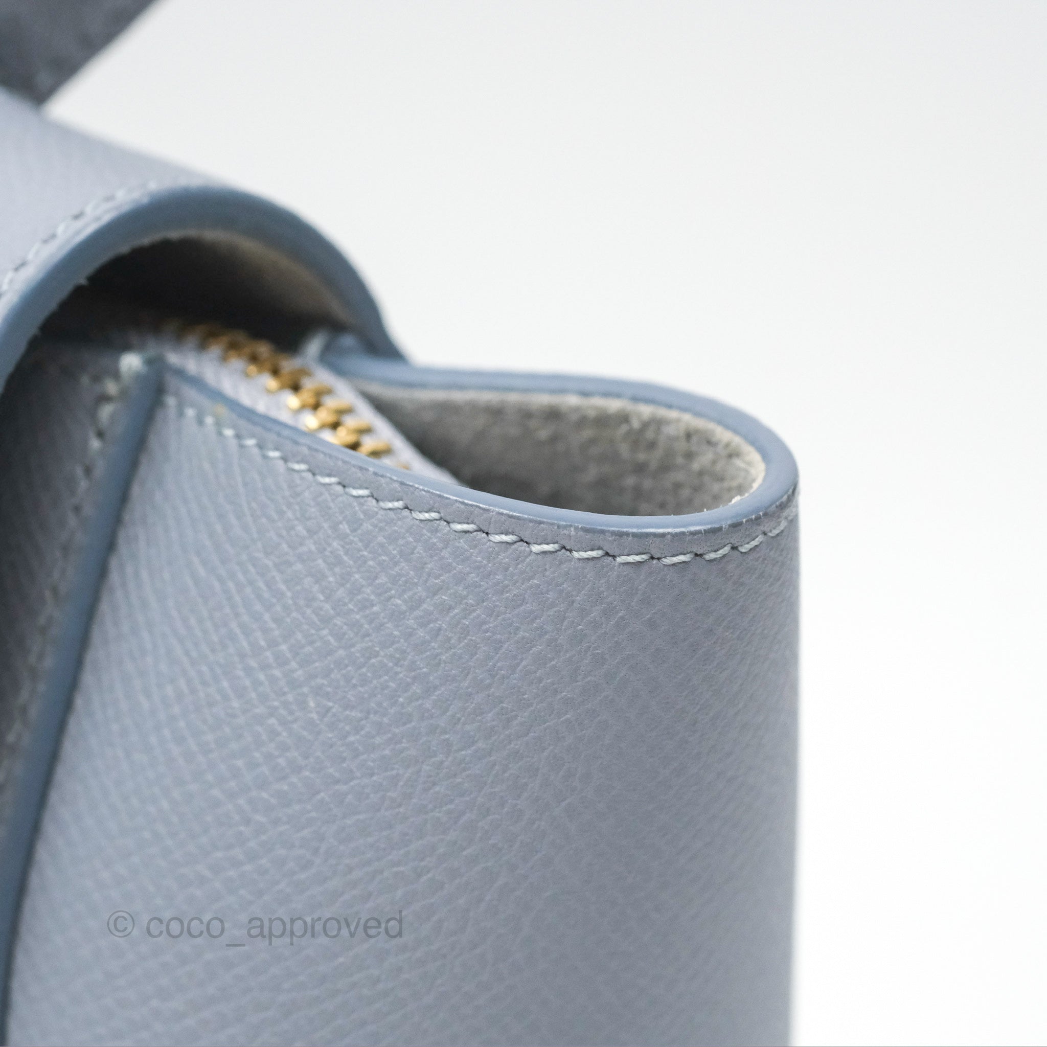 Celine Nano Belt Bag in Arctic Blue - Genuine Grained Calfskin Leather with Gold Hardware | Luxury Crossbody Purse for Women, Perfect for Work, Travel & Everyday Use
