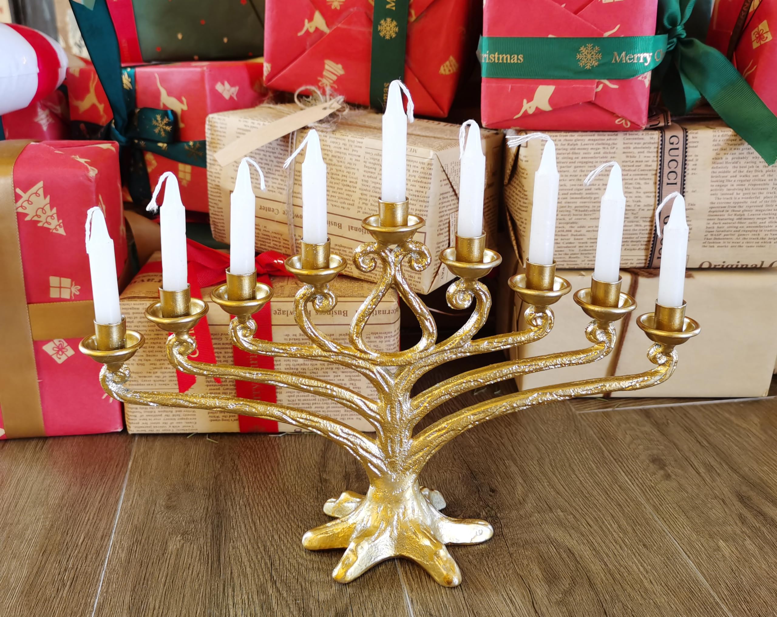 Tree of Life Menorah Candle Holder - 9 Branch Hanukkah Candle Holder for Jewish Holiday Decor - Perfect for Hanukkah Celebrations, Home Decor, and Gift Giving