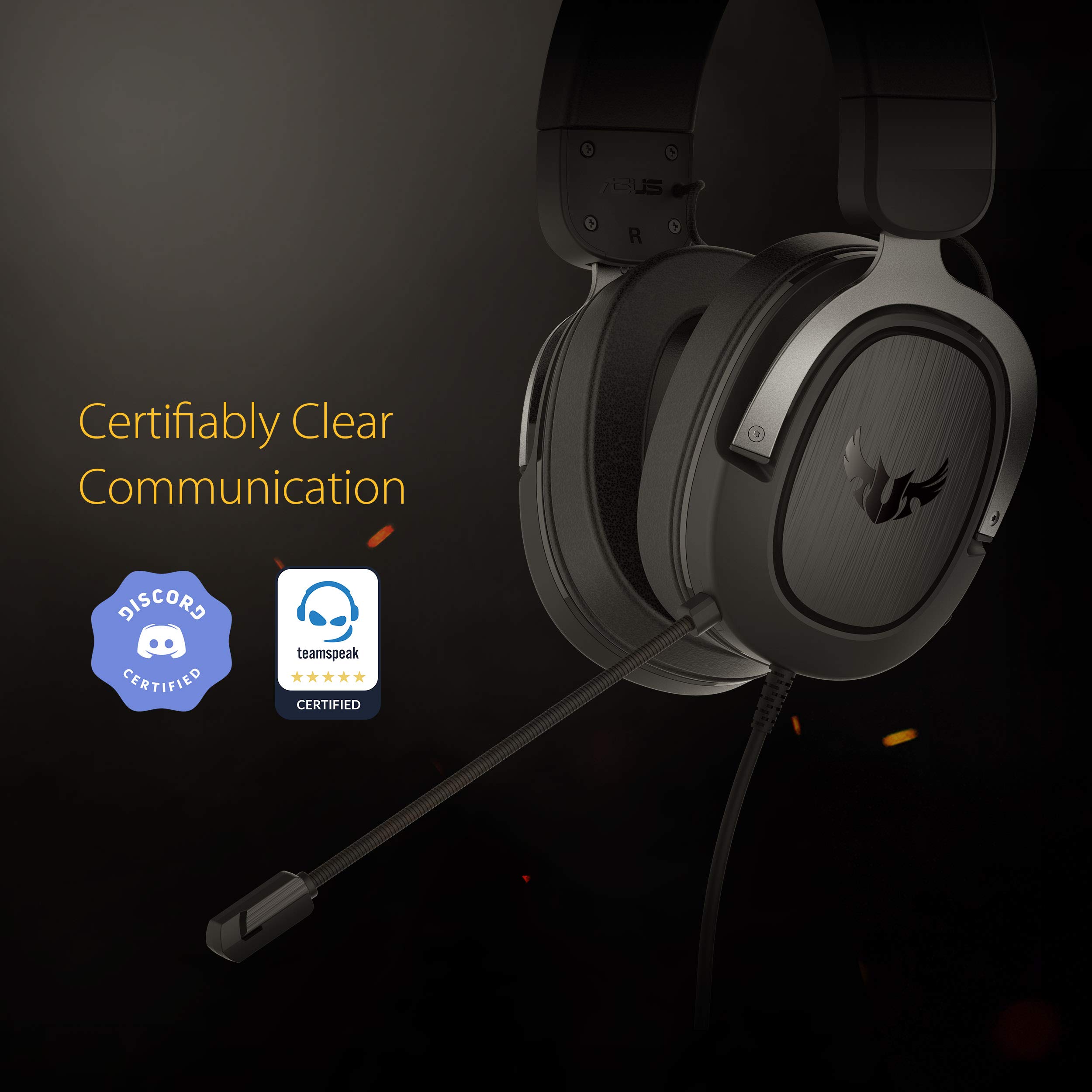 ASUS TUF Gaming H3 Gun Metal Wired Gaming Headset with 7.1 Virtual Surround Sound, Stainless Steel Headband & Cooling Ear Cushions for PC, PS4, Xbox One, Nintendo Switch - Perfect for Competitive Gaming, Streaming & Long Gaming Sessions