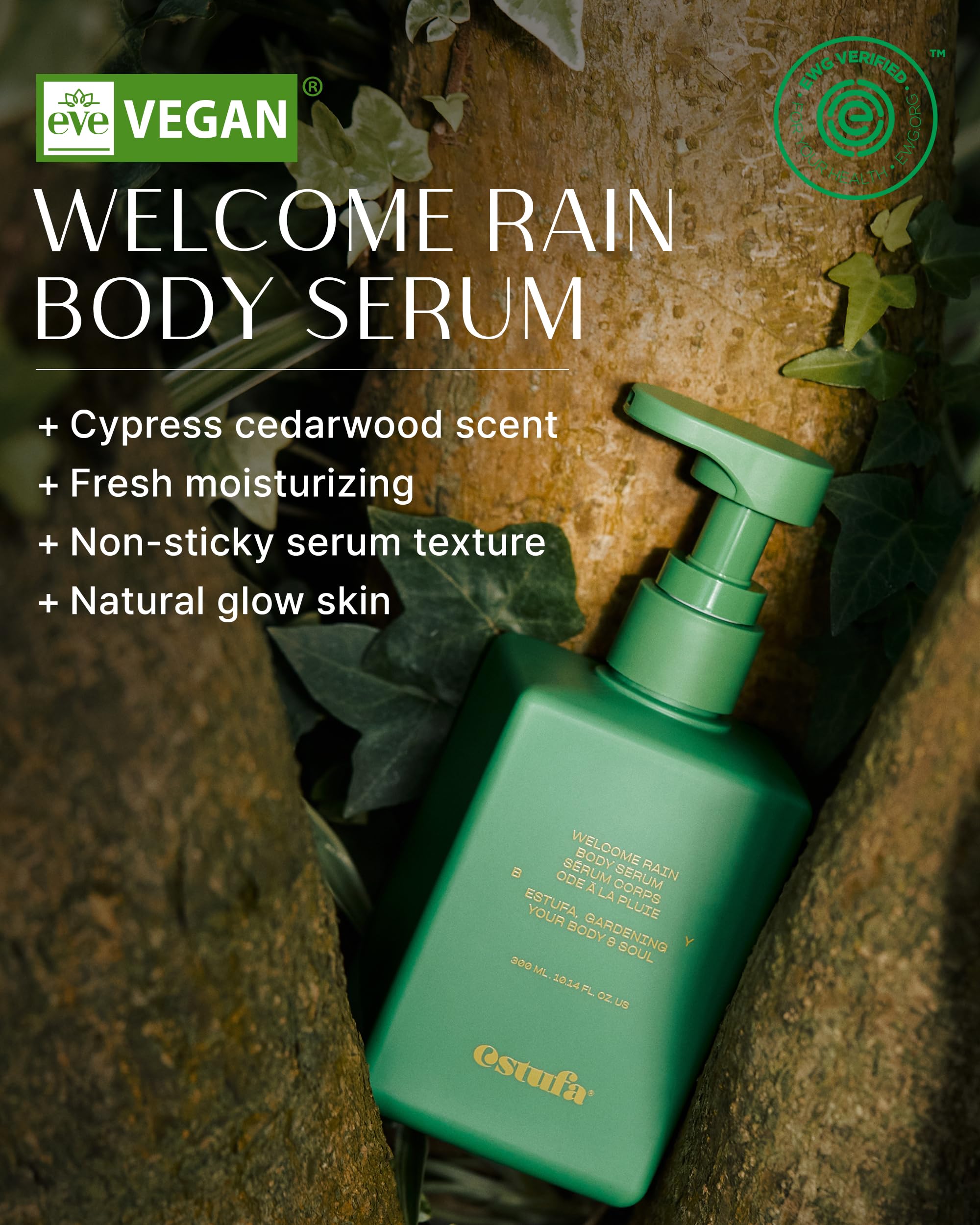 Welcome Rain Body Serum – Korean Vegan & Cruelty-Free Perfumed Body Lotion for Hydrated, Non-Sticky Skin | Cypress & Cedarwood Fragrance for Women & Men | 10.1 fl.oz | Perfect for Daily Moisturizing & Aromatherapy Relaxation