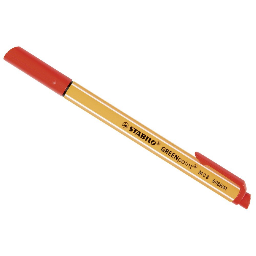 STABILO Greenpoint Medium Tip Marker Pen - Red Ink for Highlighting, Underlining & Note Taking - Ideal for Office, School & Home Use