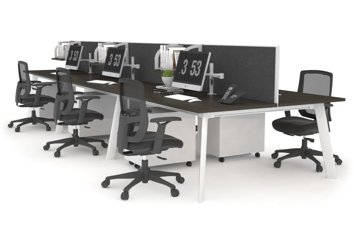 6-Person Workstation with White Frame - 1400L x 800W Office Desk with Cable Management | Perfect for Team Collaboration & Open Office Spaces